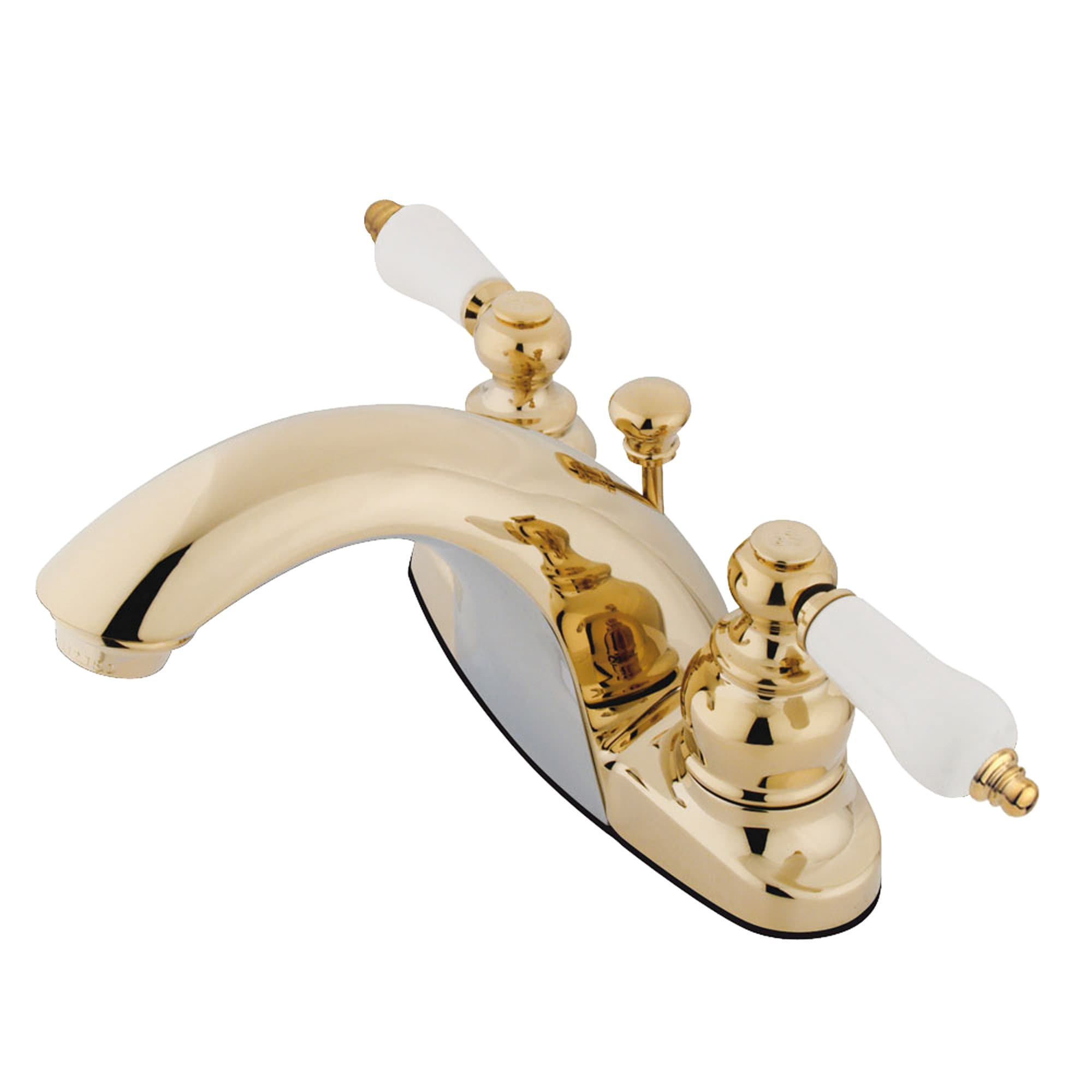 Elements of Design EB7642PL English Country Polished brass 4-in centerset 2-handle Low-arc Residential Handle Bathroom Sink Faucet with Drain