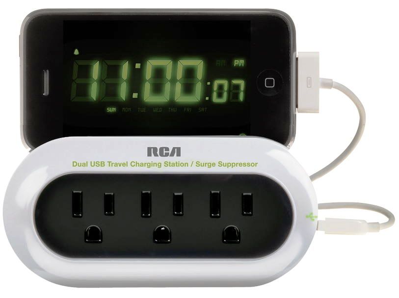 RCA PCHSTAT2R Portable Charging Station and Surge Protector