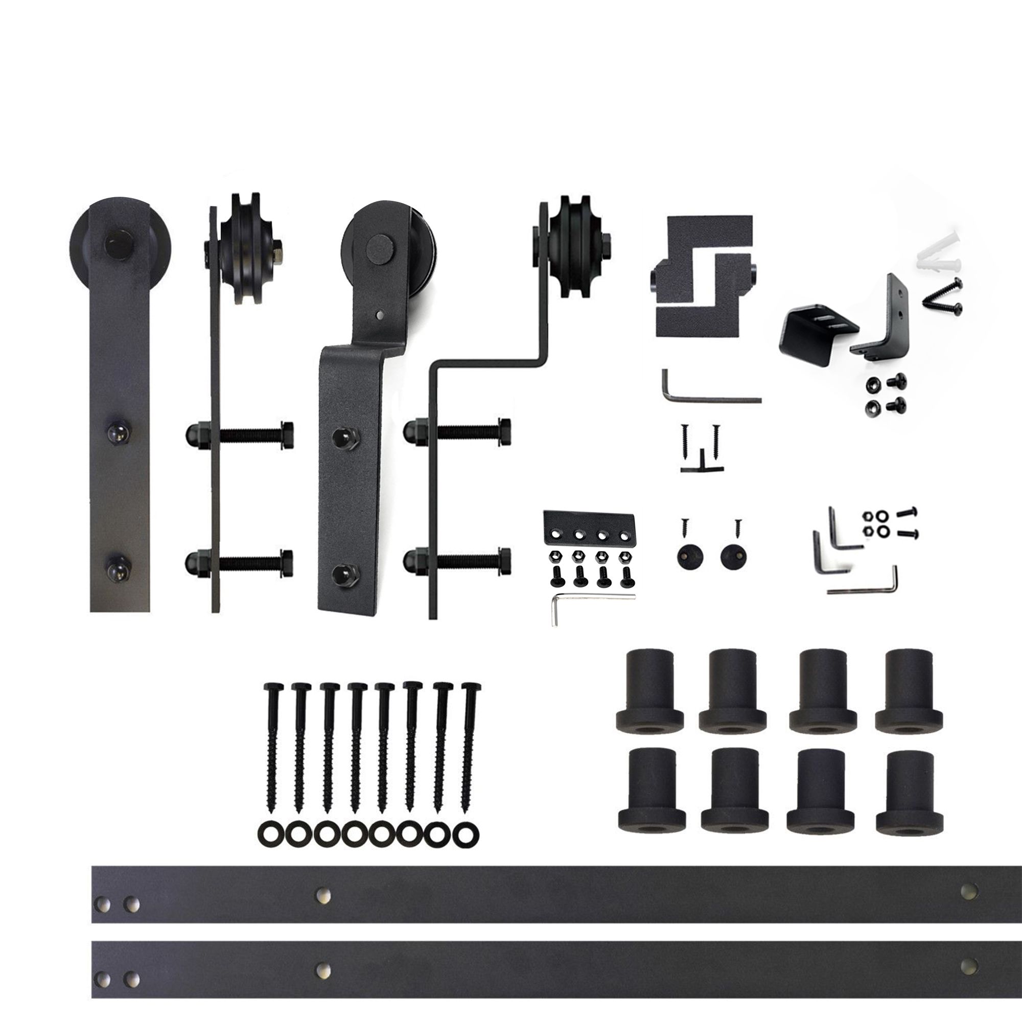 HOMACER 180-in Rustic Black Indoor Diamond Double Barn Door Hardware Kit LX2TGH180C Sansujyuku sansujyuku.com