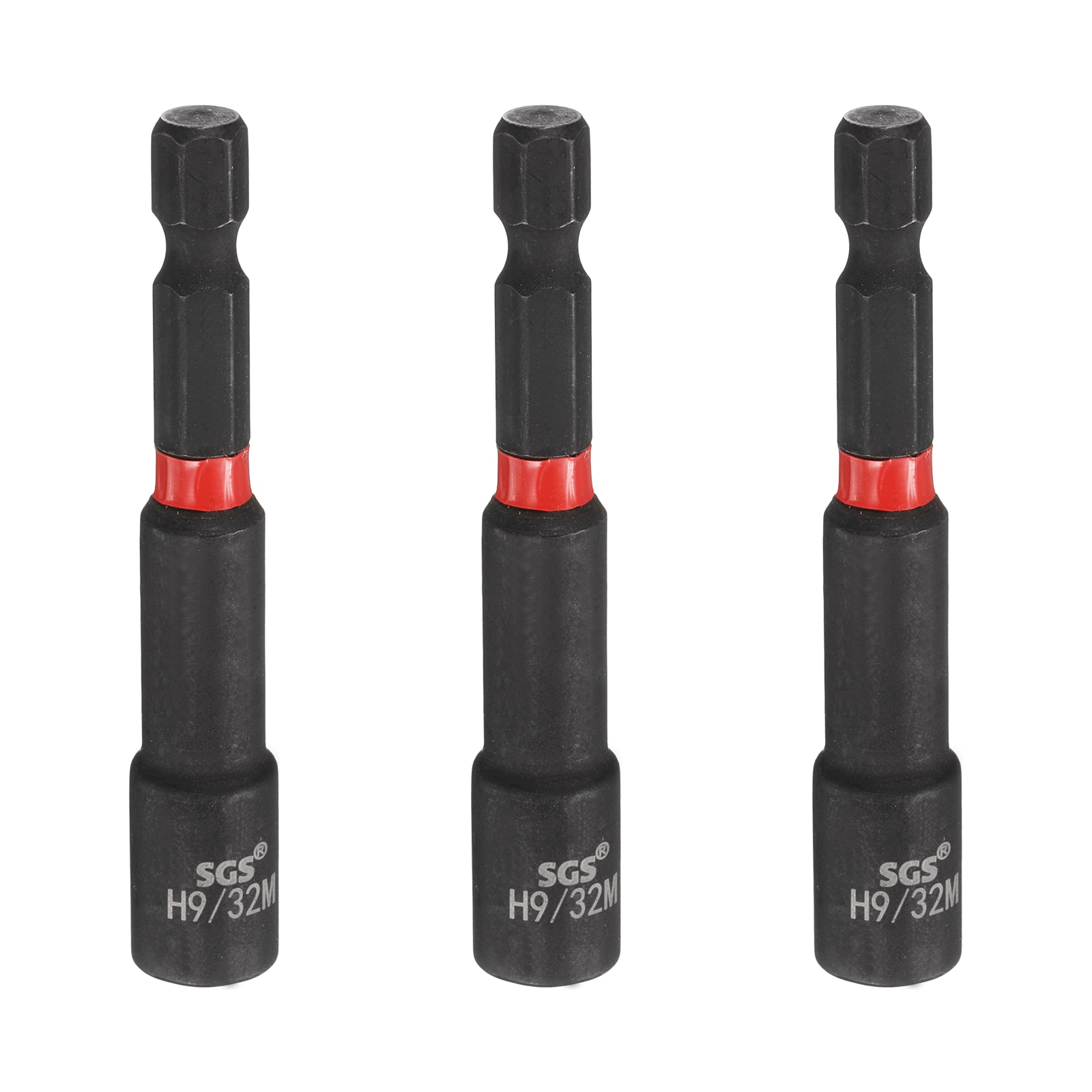 Harfington 3pcs Nut Driver Drill Bit 9/32 Inch SAE Socket 1/4 Inch Hex Shank 2.56 Inch (65mm) Long Magnetic 6-Point Sockets Quick Change CR-V Steel Bolt Setters for Power Drill Drivers