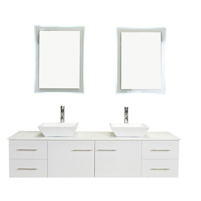 White Double Sink Bathroom Vanity, Modern Double Vanity 72