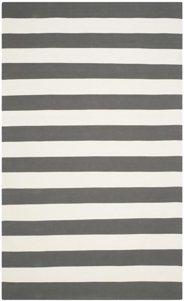 Safavieh MTK712G-5 Montauk Maslin 5 x 8 (ft) Cotton Gray/Ivory Rectangular Indoor Stripe Coastal Area rug