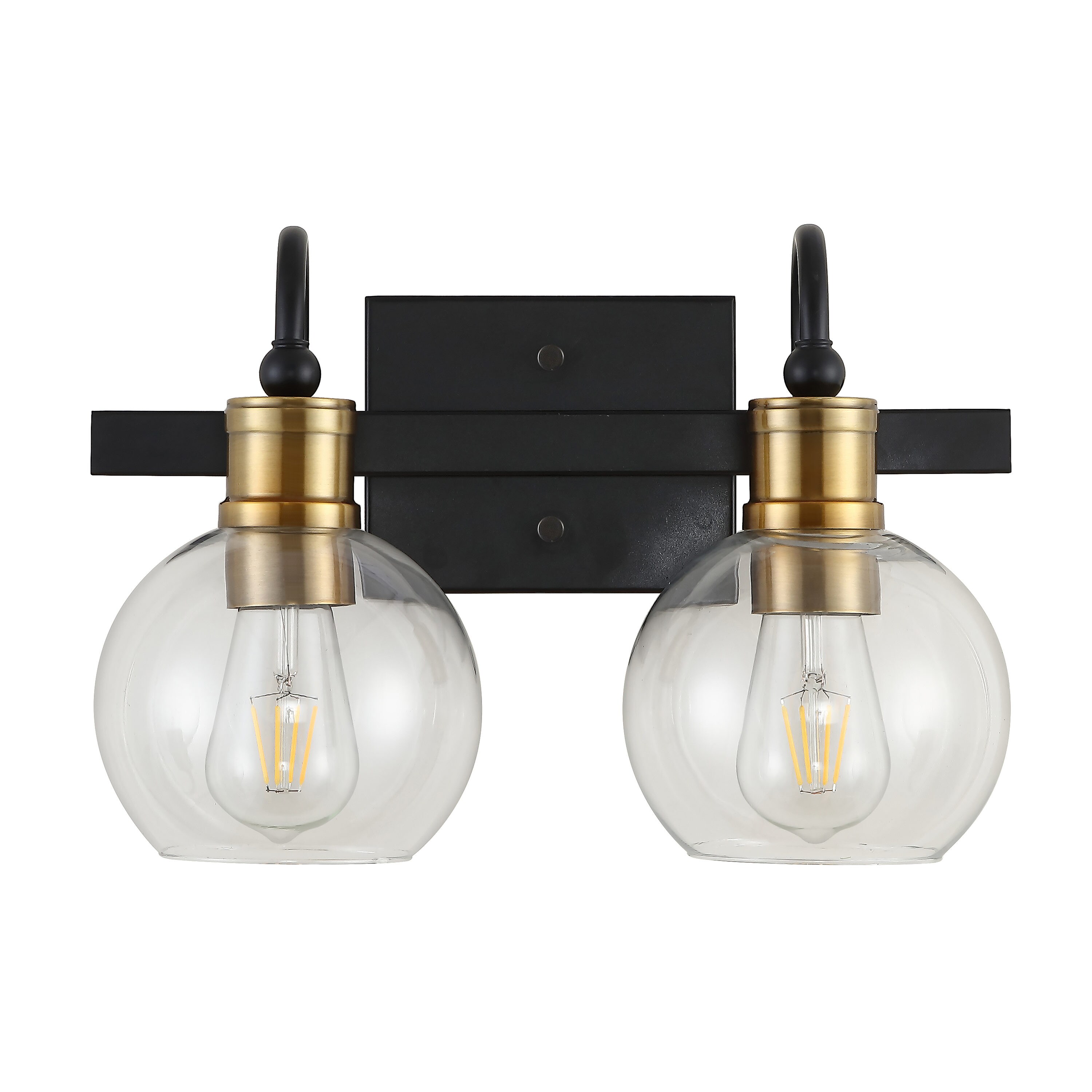 Marais 14.5" Black and Brass Iron Bathroom Vanity Light