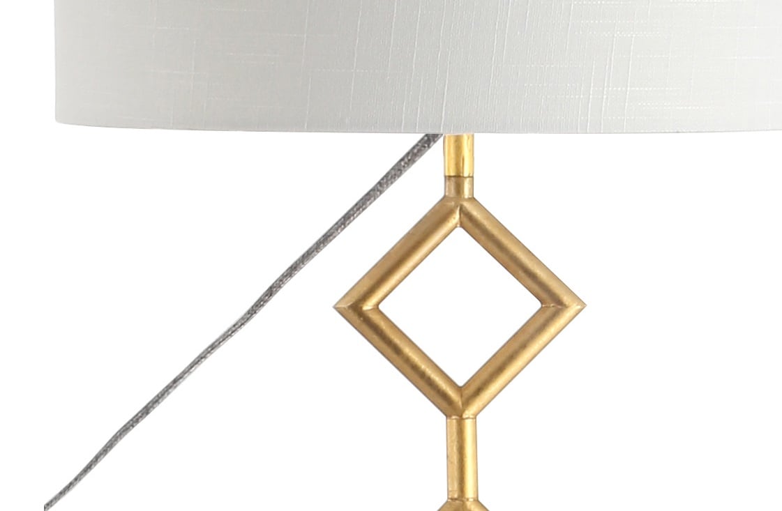 61.5" Gold Metal Floor Lamp with White Linen Shade