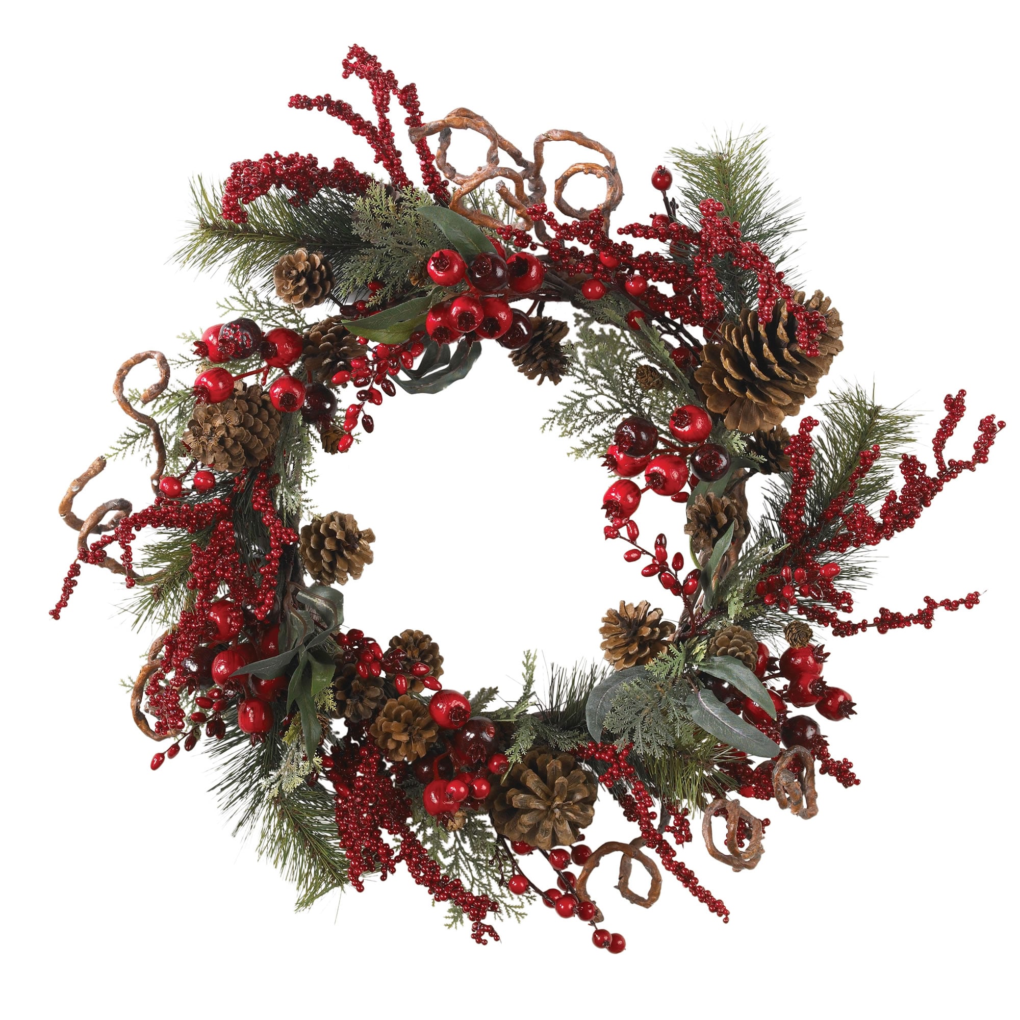 24 Red Berry Wreath Unlit