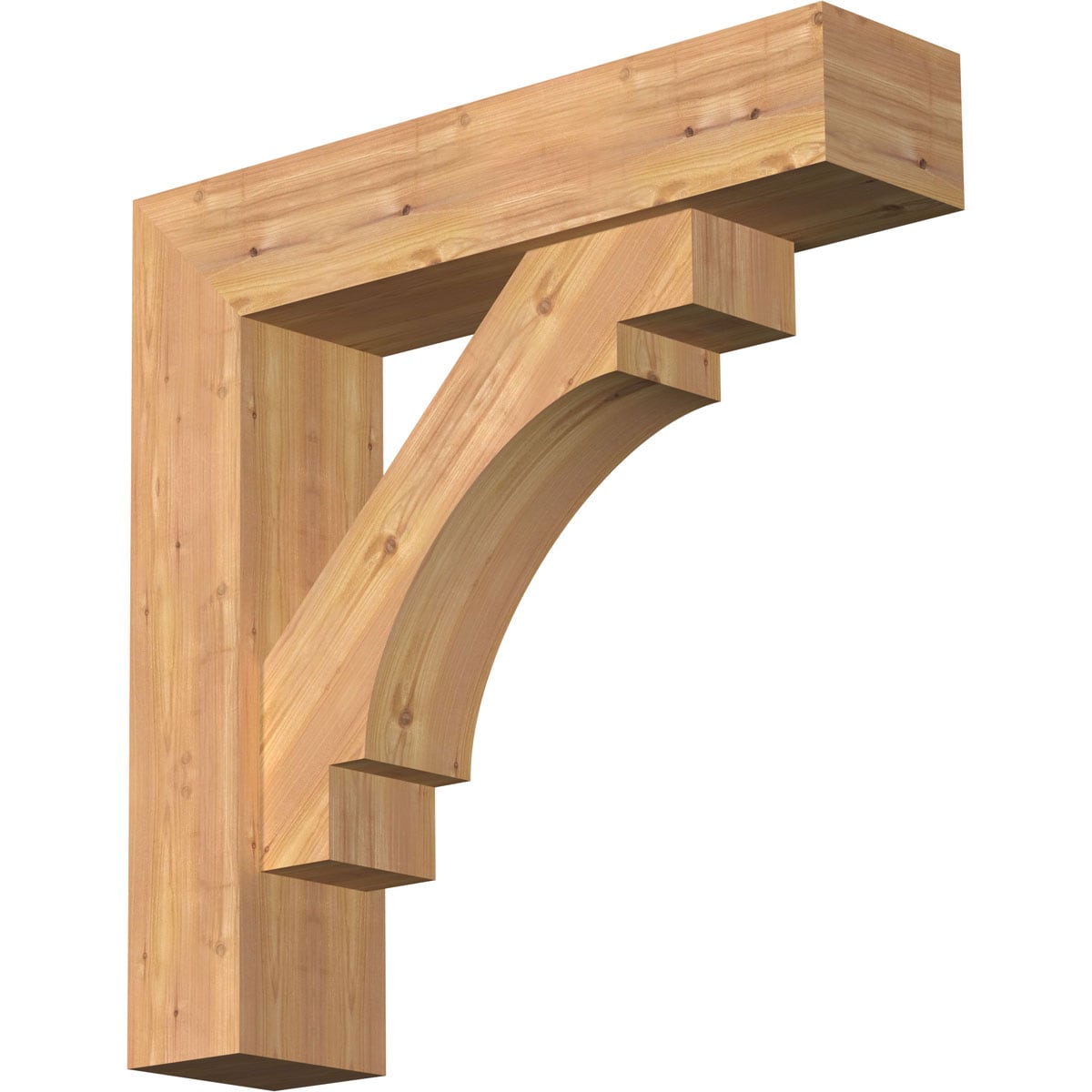 Ekena Millwork 1463189 Merced Block Smooth Bracket with Offset Brace Western Red Cedar Wood Standard Bracket