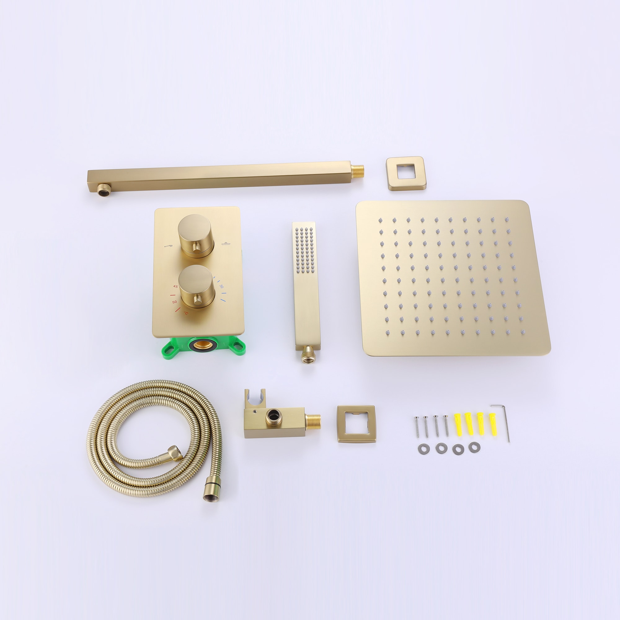 Nestfair Brushed Gold 2-handle Single Function Square Shower Faucet ...