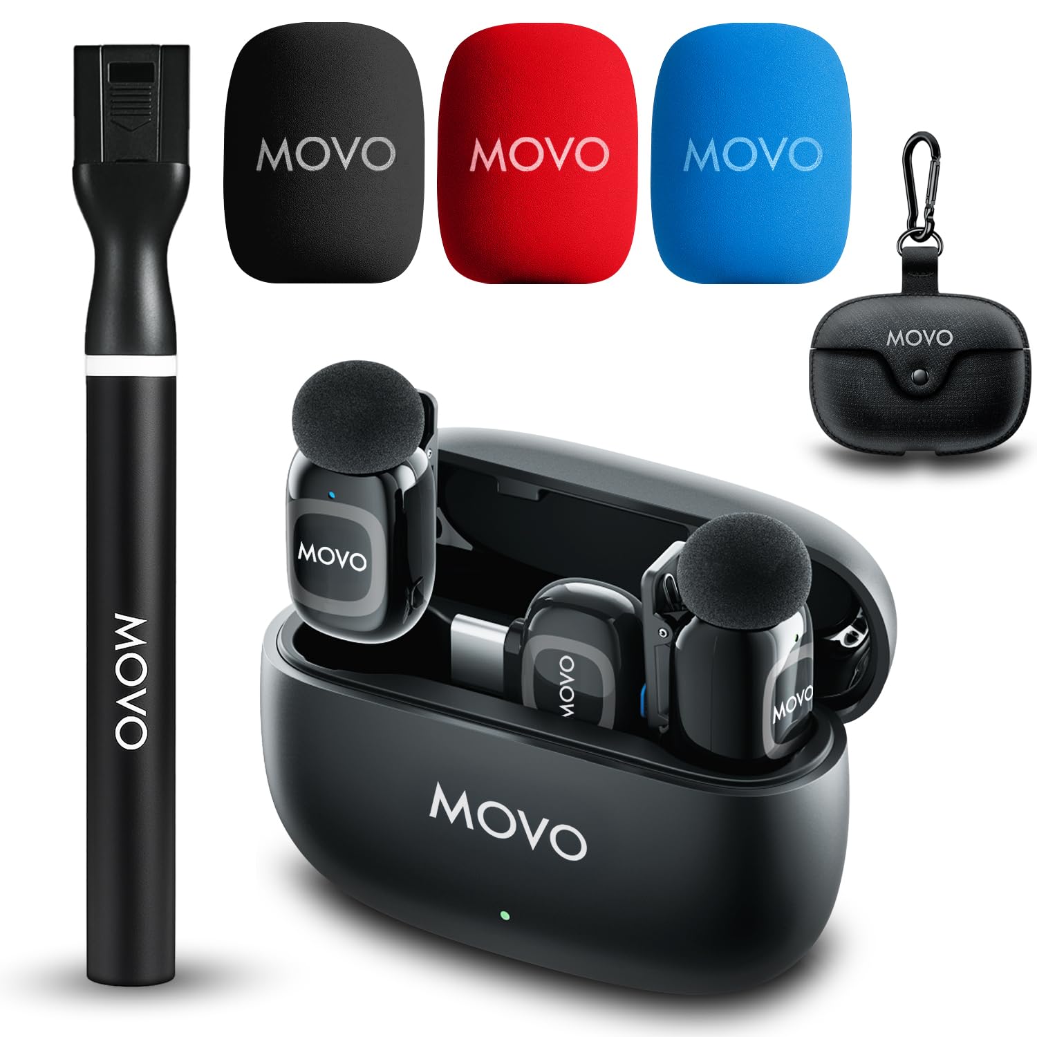 Movo  NanoMic Dual USB-C Wireless Microphone for iPhone 15/16 and Up with Wireless Mic Handle