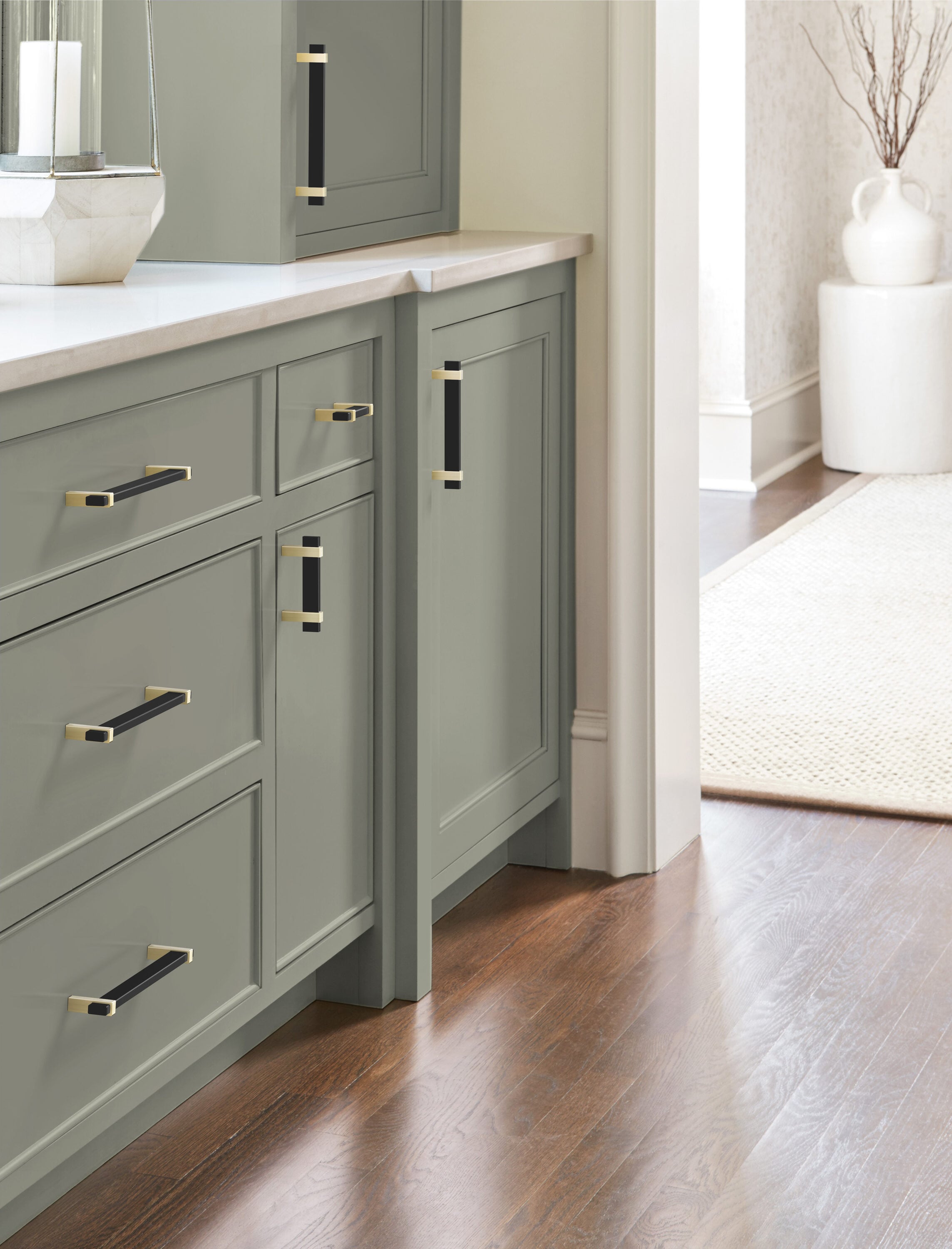 Matte Black and Golden Champagne 7-9/16" Bar Cabinet Pull
