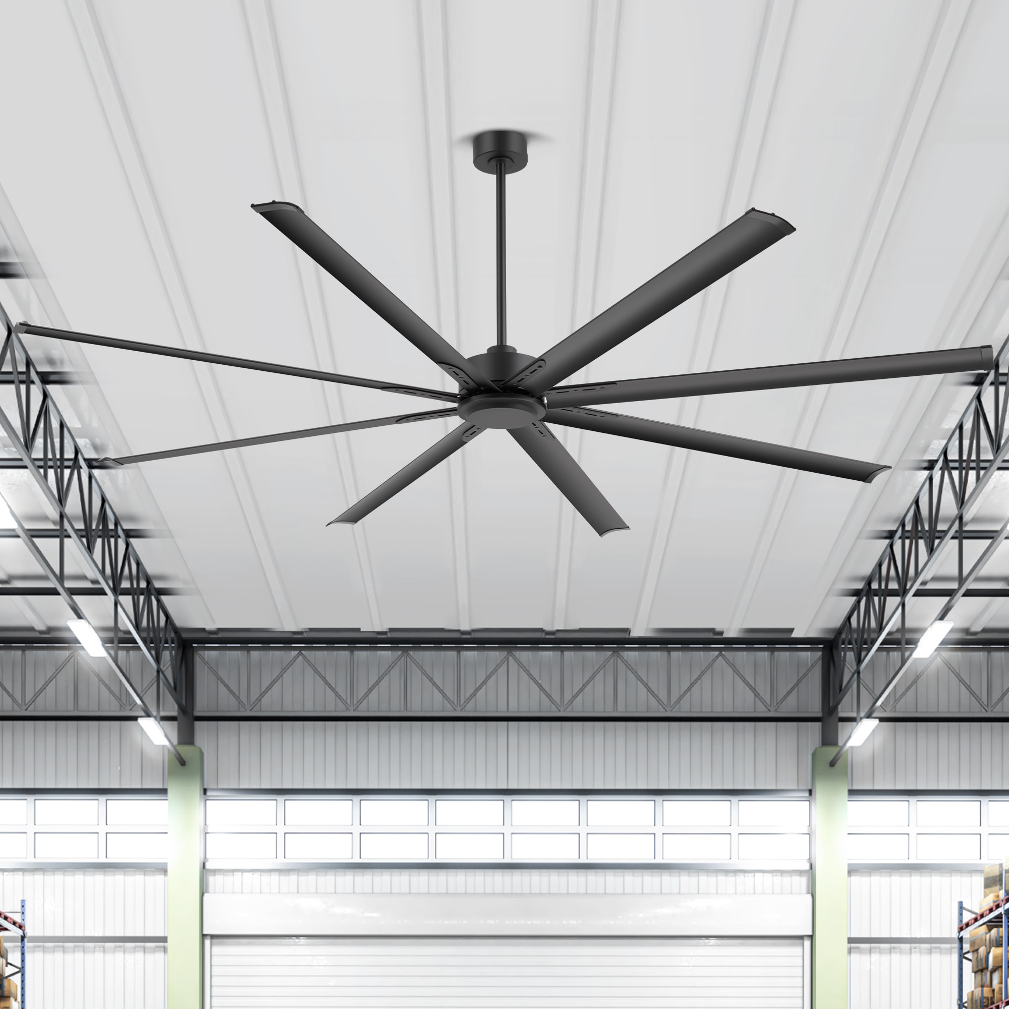 Breezary 29010-BK Oversized 96-in Outdoor Matte Black with Matte Black Blades Ceiling Fan Without Light 8 -Blade )