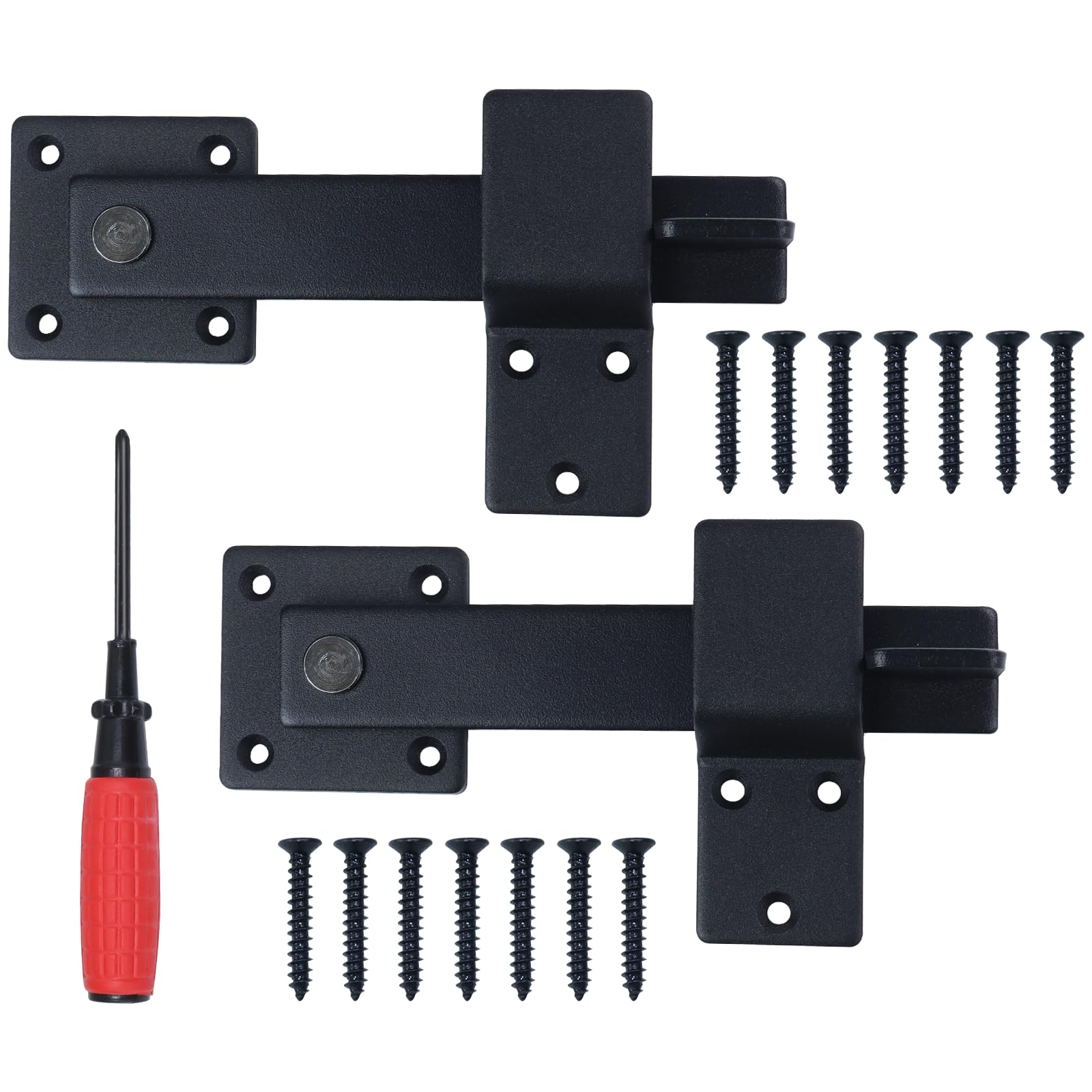 Lukvuzo  2 Pack 6 Inch Flip Fence Gate Latch with Screwdriver for Wooden Fence Sliding Door Farm Garden Yard Orchard Ranch Carports Barn Door