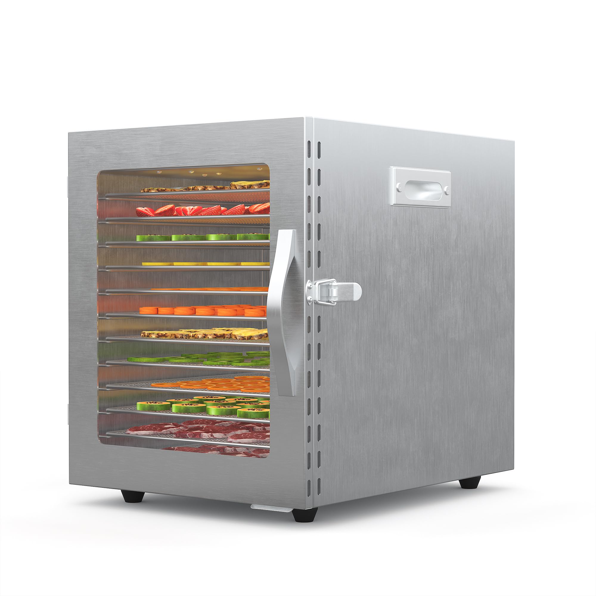 IdealHouse - Professional 12-Tray Stainless Steel Food Dehydrator - Quiet Dryer with LED Touch Co...