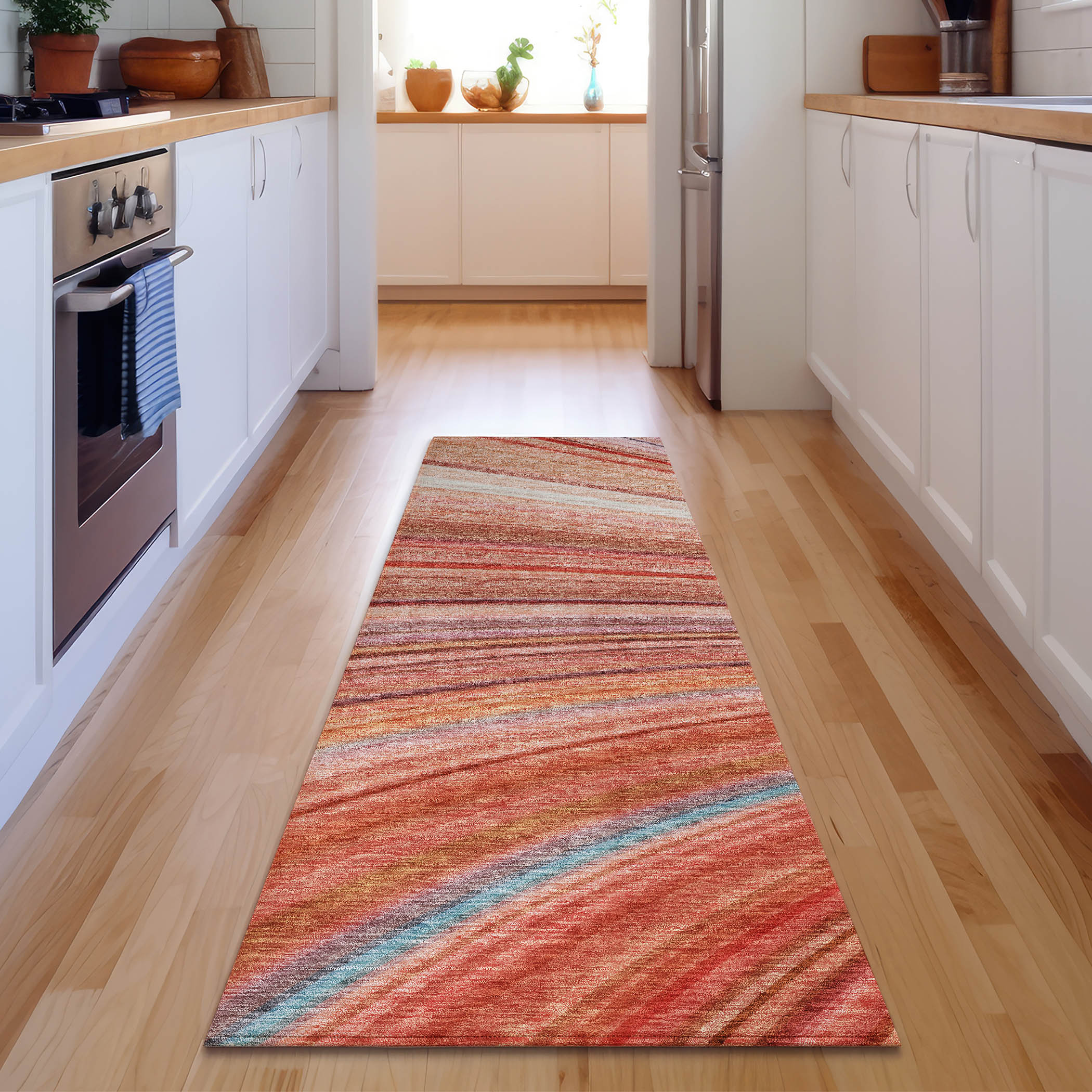Addison Rugs AMF585TR2X8 Mayfield AMF585TR 2 x 7 (ft) Loomed Polyester Terracotta Rectangular Indoor Geometric Machine washable Area rug