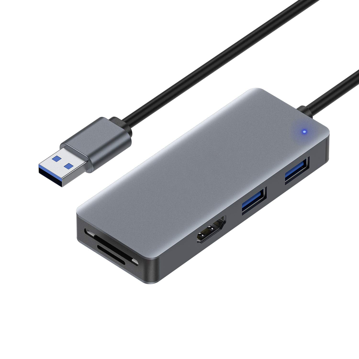Etokfoks USB to HDMI 5 in 1 Hub Adapter 1080p HDMI SD Micro SD Card Reader 2 USB Ports for PC Laptop #LET19TWCY