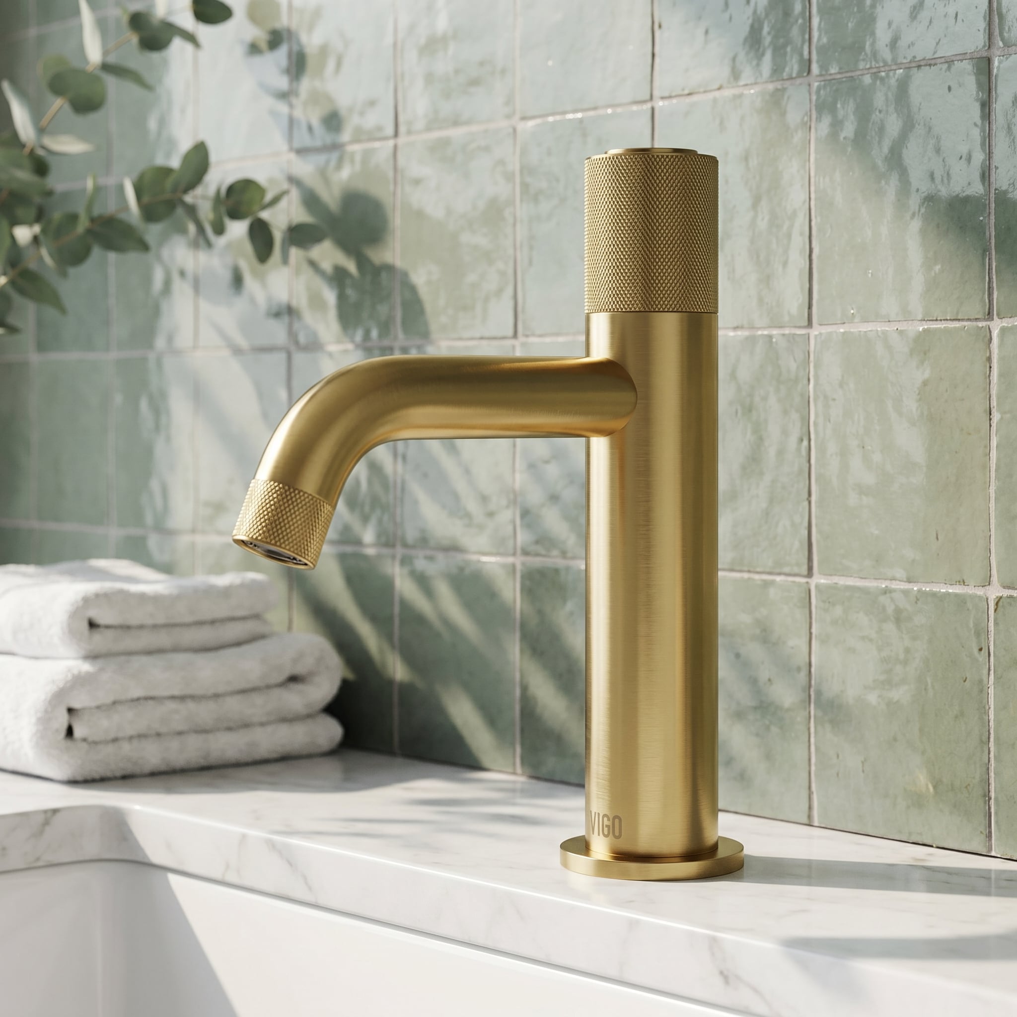 VIGO Apollo Matte Brushed Gold Single hole 1-handle WaterSense High-arc Bathroom Sink Faucet