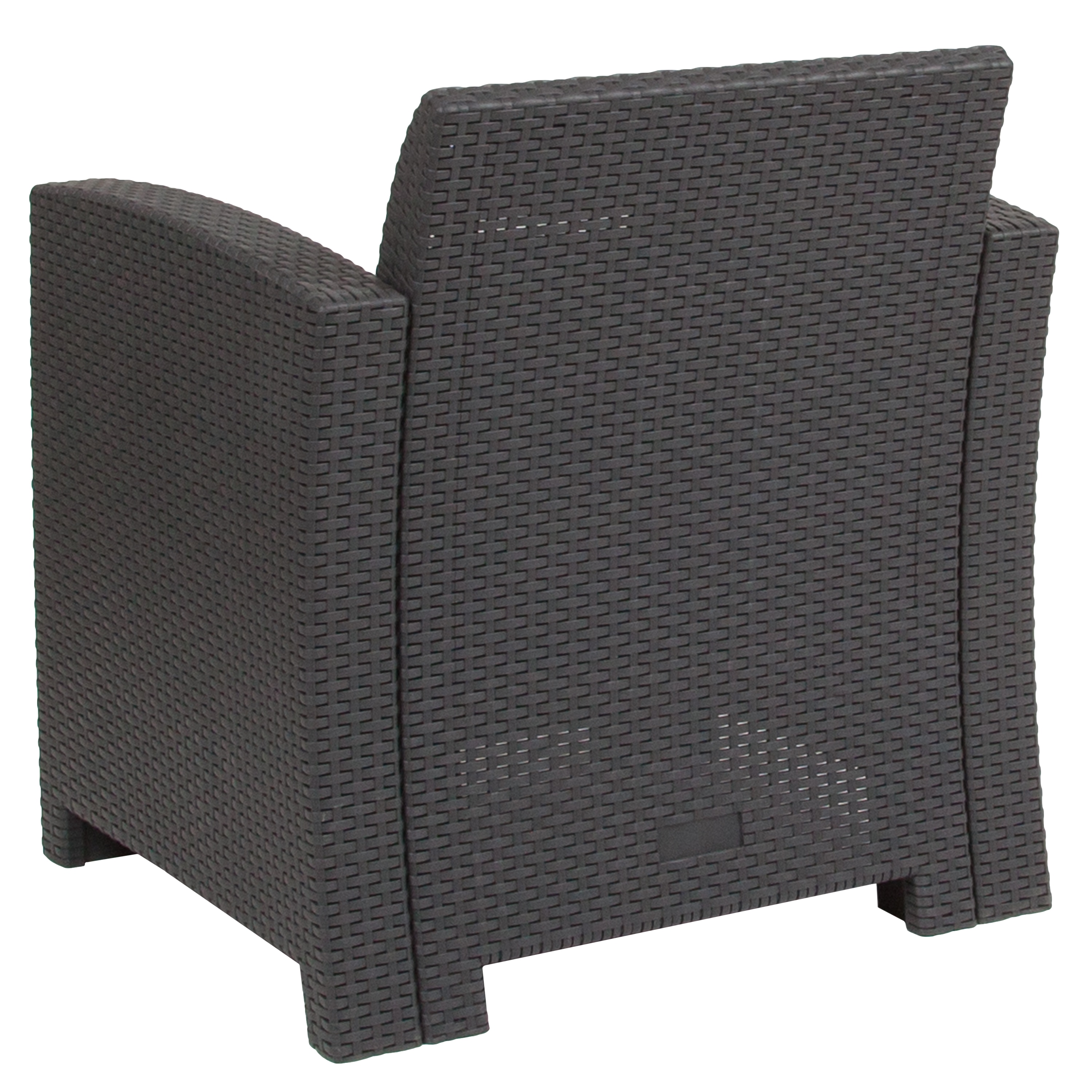 Light Gray Faux Rattan Armchair with Cushions