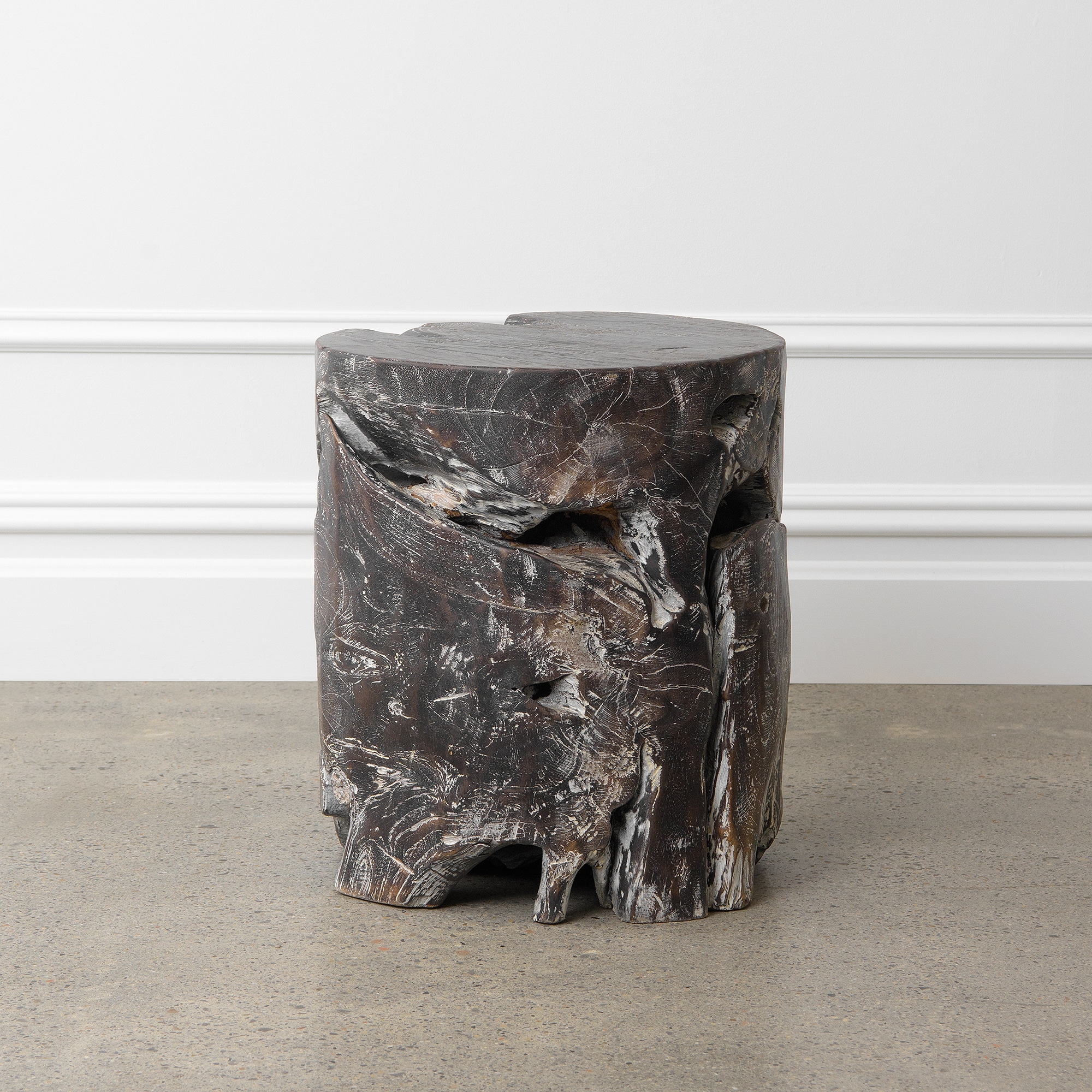 Best Home Fashion STOOL-SUR11-TEAK-BLK End-Tables - View #3