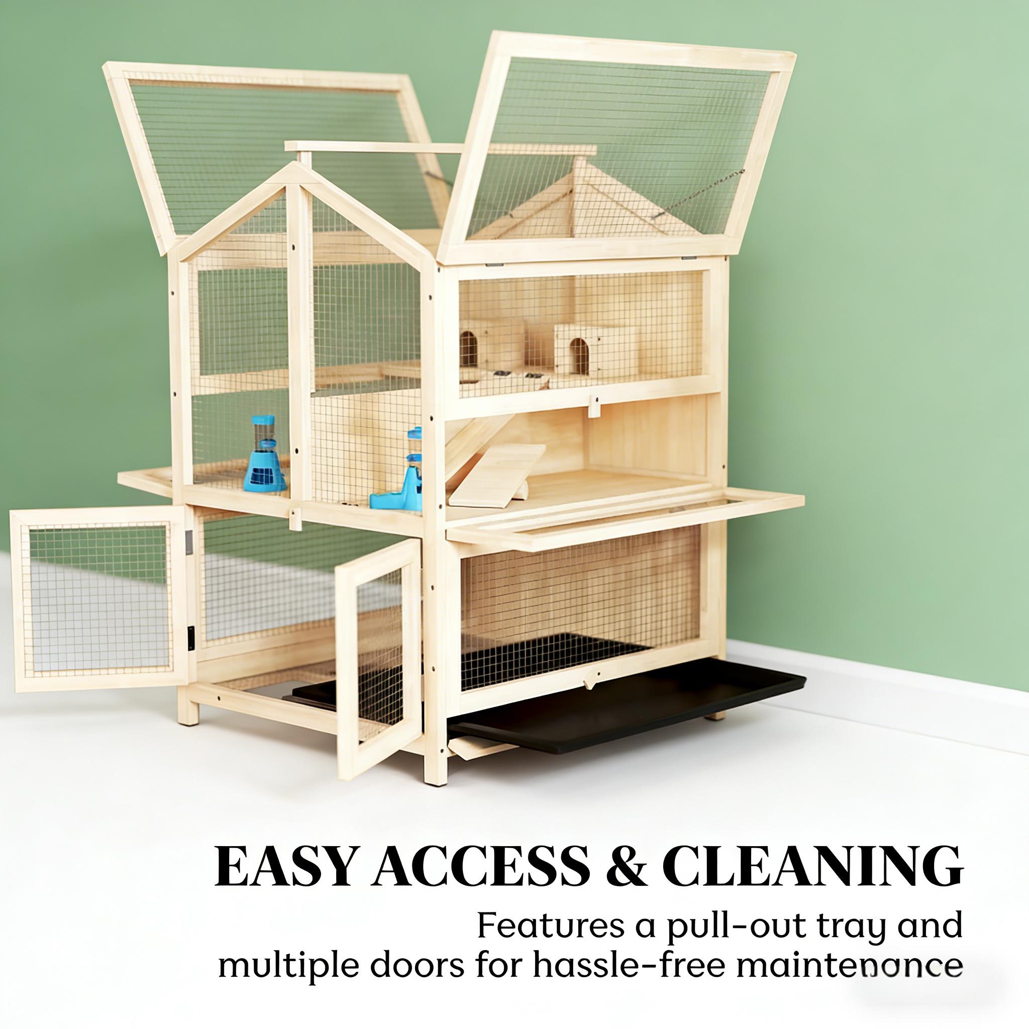 LUXEYARD Small Animals Cage 3 Tier Pet Cage Wooden Hamster Cage in