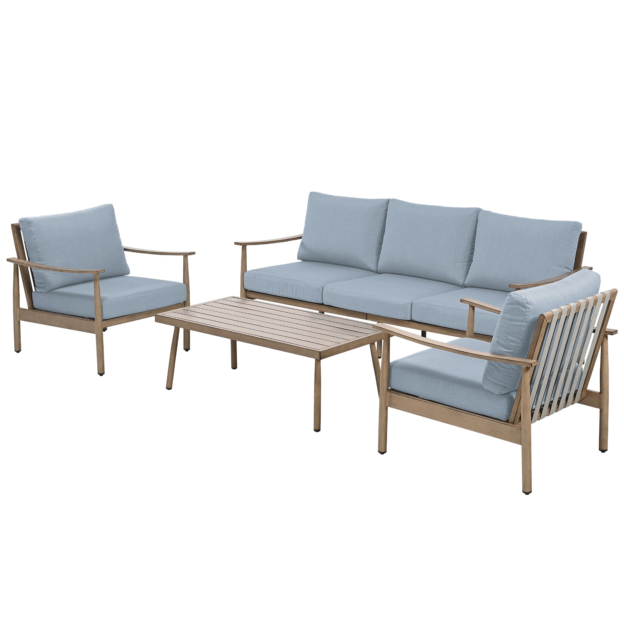  EL-SF4-ZL-B2-WL3 4 -Piece Patio Sofa Conversation Set with Blue Cushions