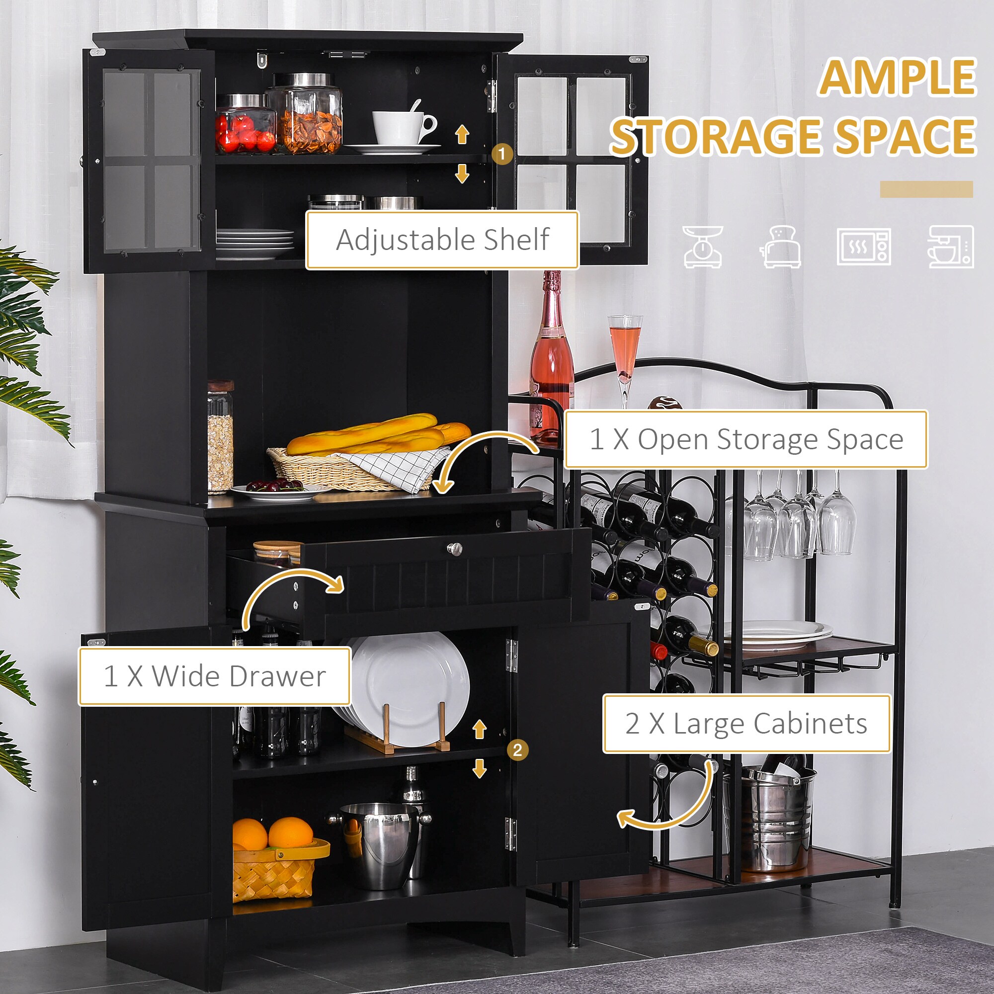 HomCom 835-343V80BK Pull-Out-Cabinet-Baskets - View #9