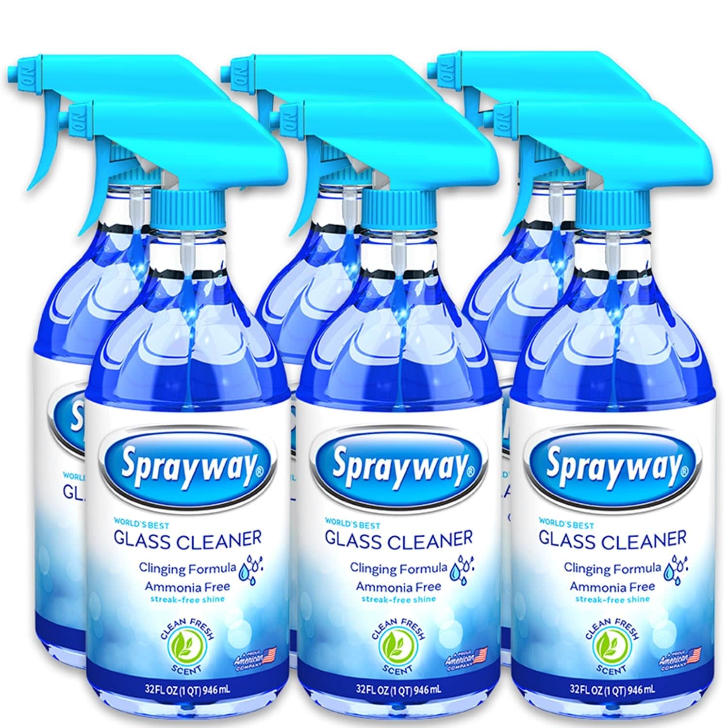 Sprayway  32oz Ammonia-Free Glass Cleaner - Streakless Foaming Spray 6-Pack Fresh Scent