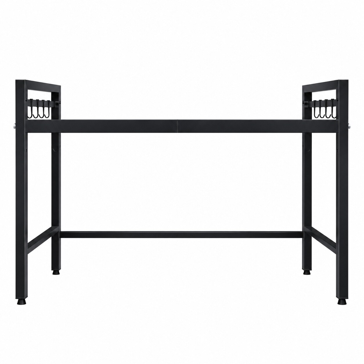 Aoibox  Expandable 2 Tier Metal Kitchen Countertop Organizer Shelf with 8 Hooks 55 Lb Capacity Microwave Stand