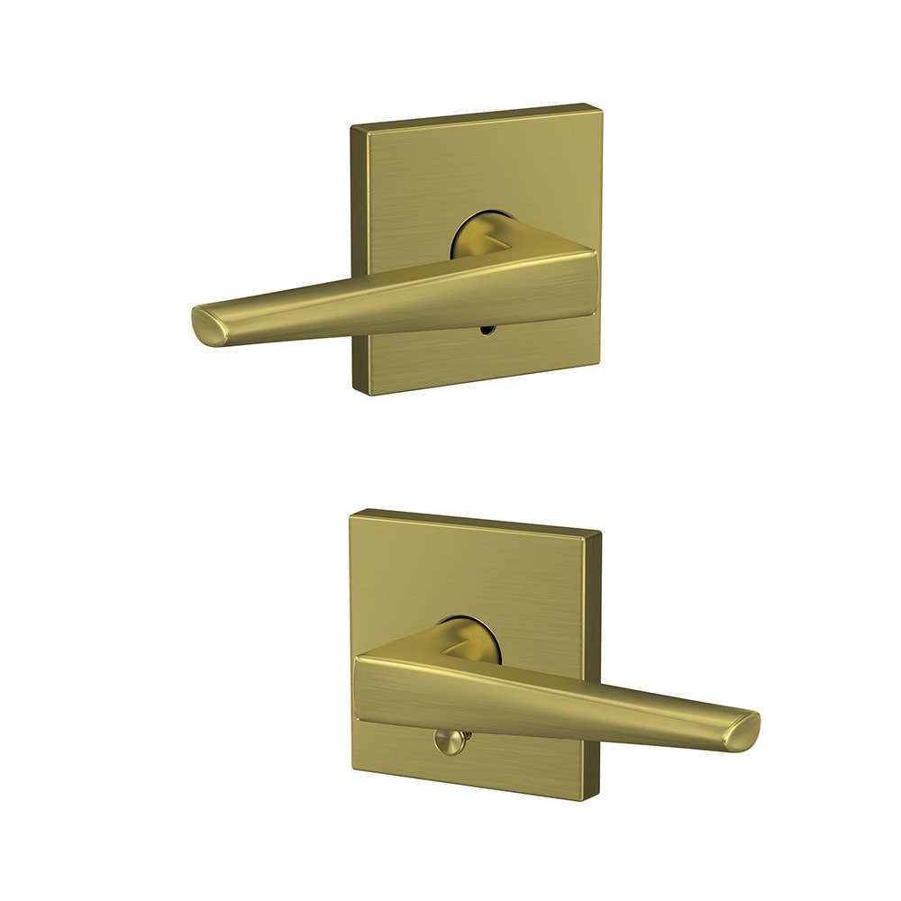 Schlage Custom Eller- Collins Satin Brass Universal Interior Bed/Bath  Hall/Closet Combined Door Handle in the Door Handles department at