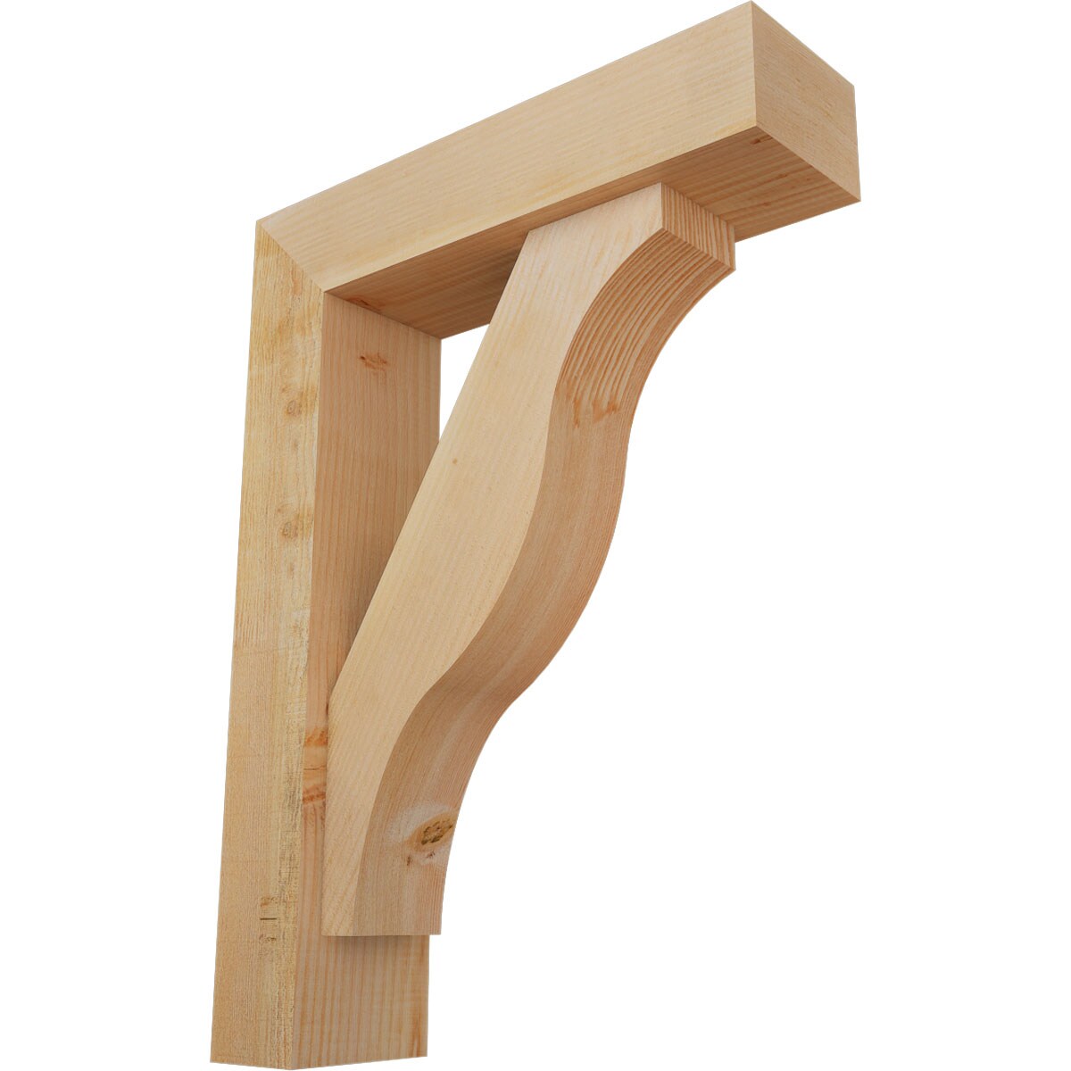 Ekena Millwork 1462443 Funston block rough sawnbracket with offset brace Douglas Fir Wood Standard Bracket