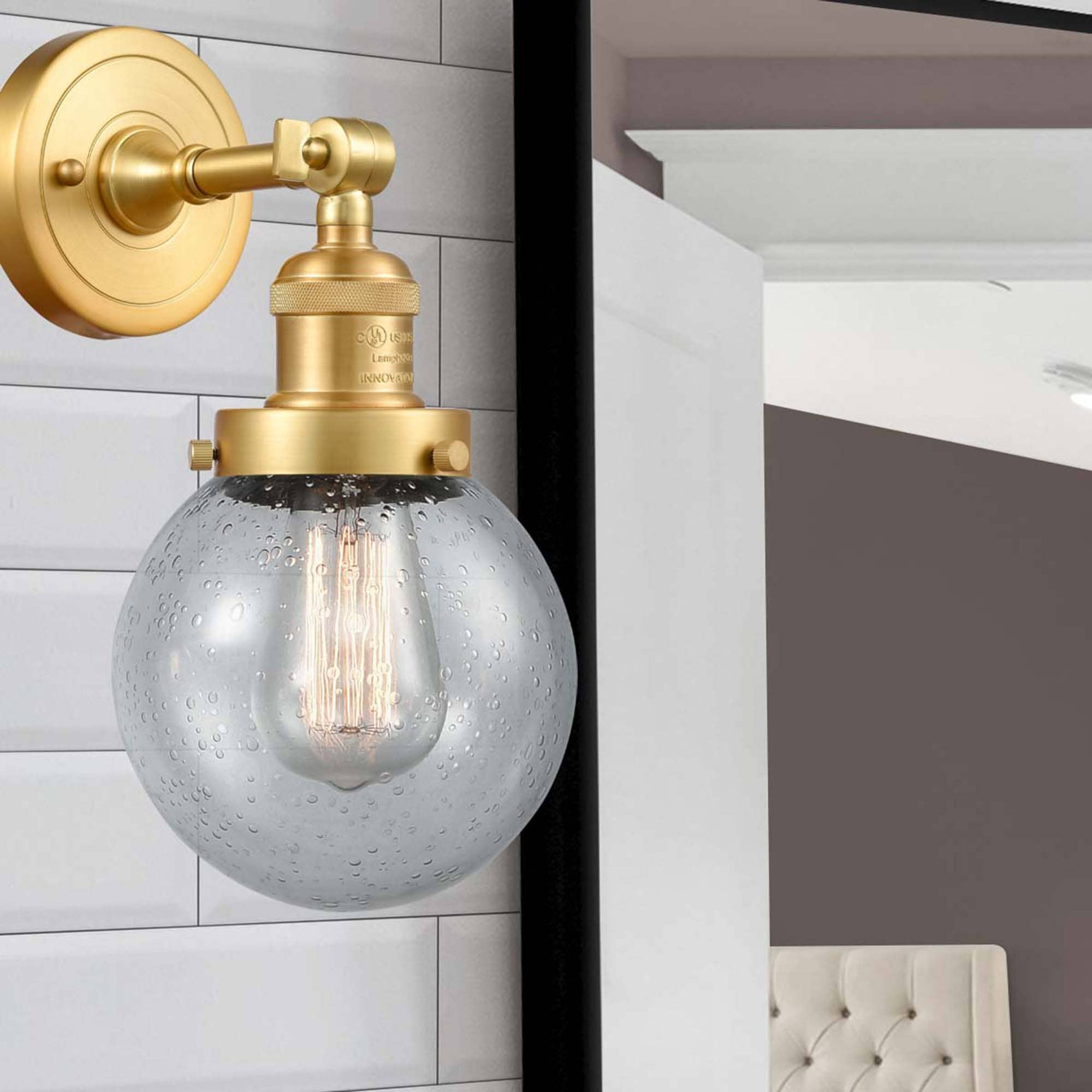 Innovations Lighting 203-SG-G204-6 Beacon 6-in W 1 -Light Gloss Gold Industrial Wall Sconce