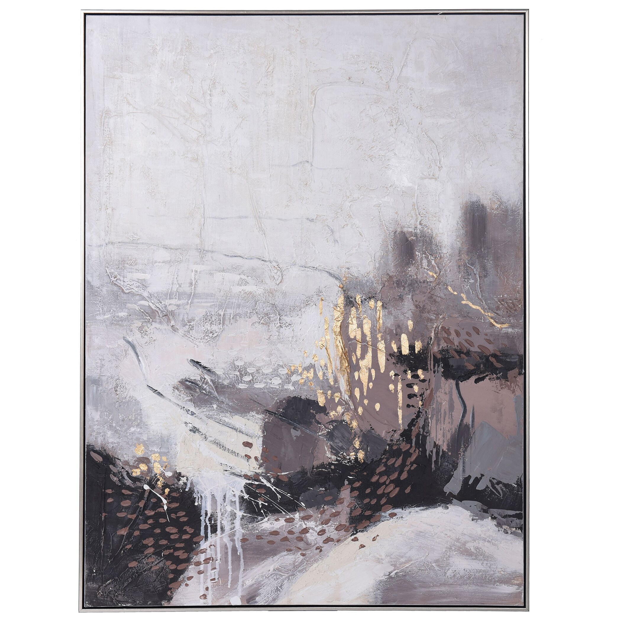 StyleCraft Home Collection WI33938DS Silver Framed 47-in H x 35-in W Abstract Print on Canvas