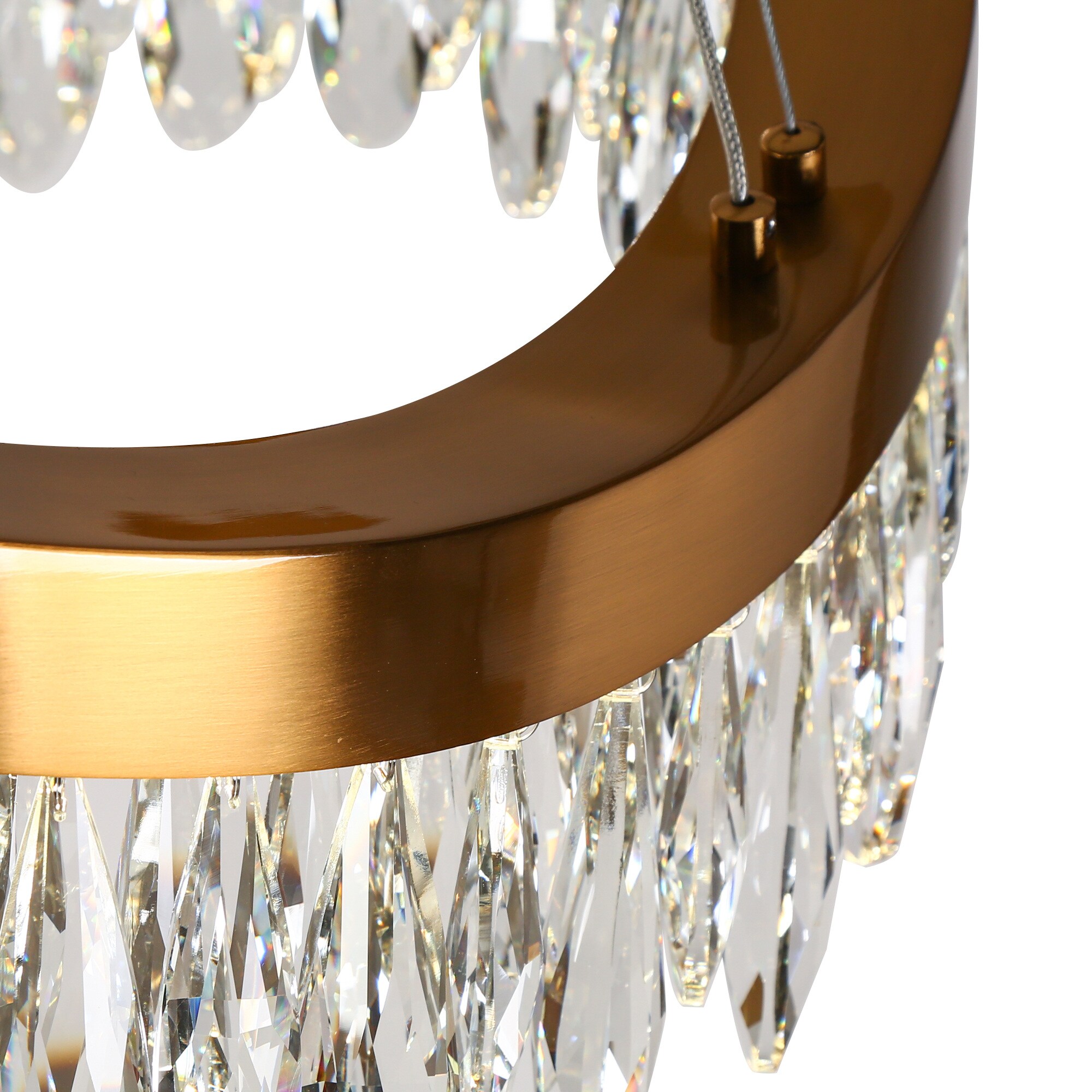 Modern Gold Brass LED Crystal Drum Chandelier