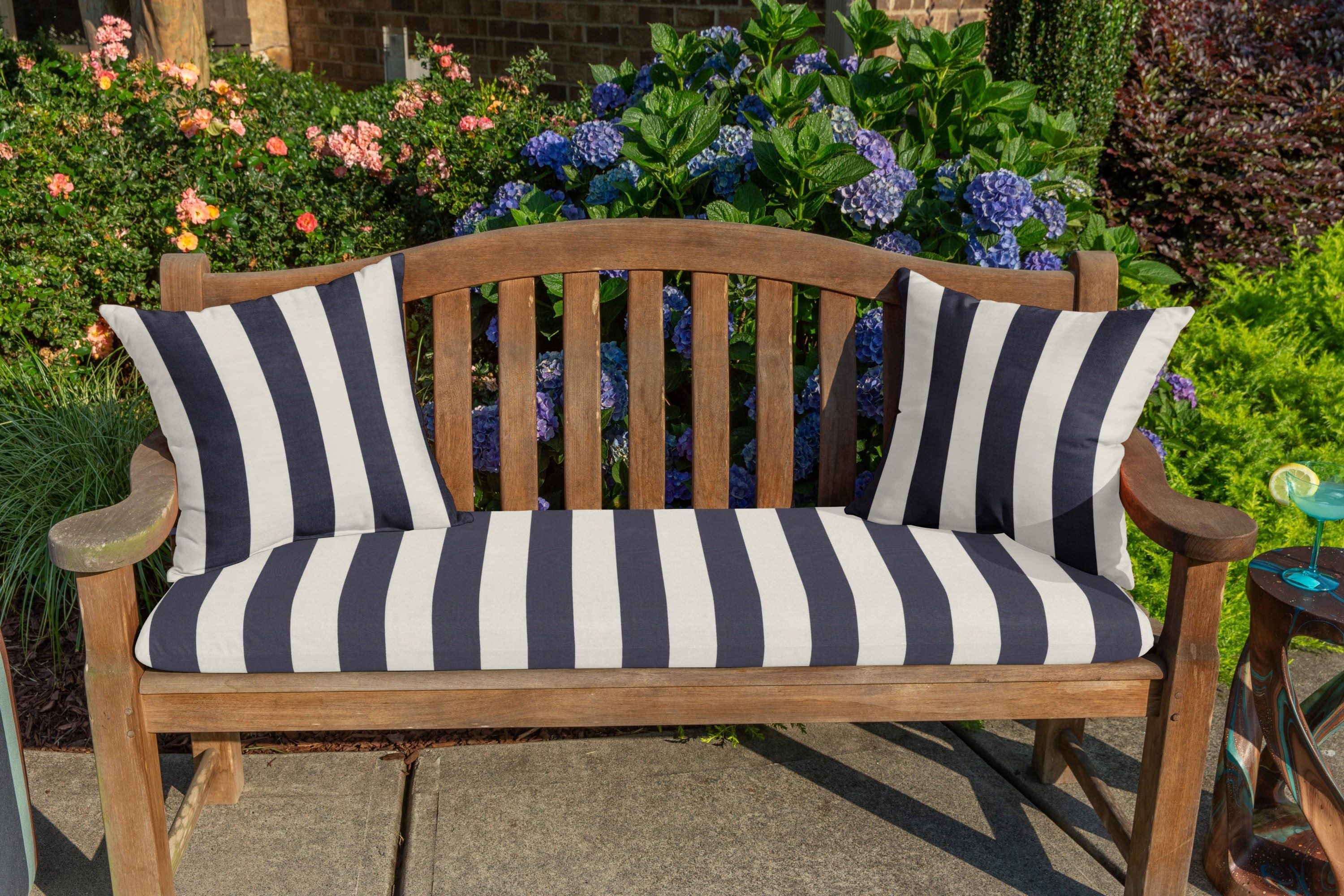 Maxim Navy and White Sunbrella® Square Outdoor Throw Pillow