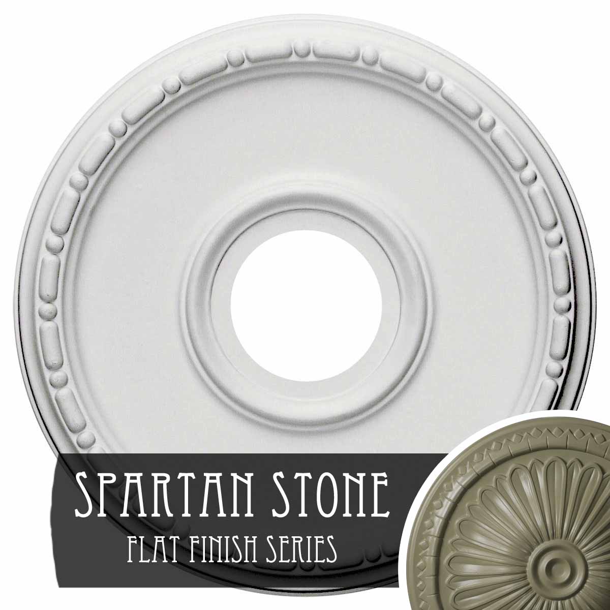 Ekena Millwork CM16MESSF Medea 16.5-in W x 16.5-in L Painted Spartan Stone Polyurethane Whole Ceiling Medallion