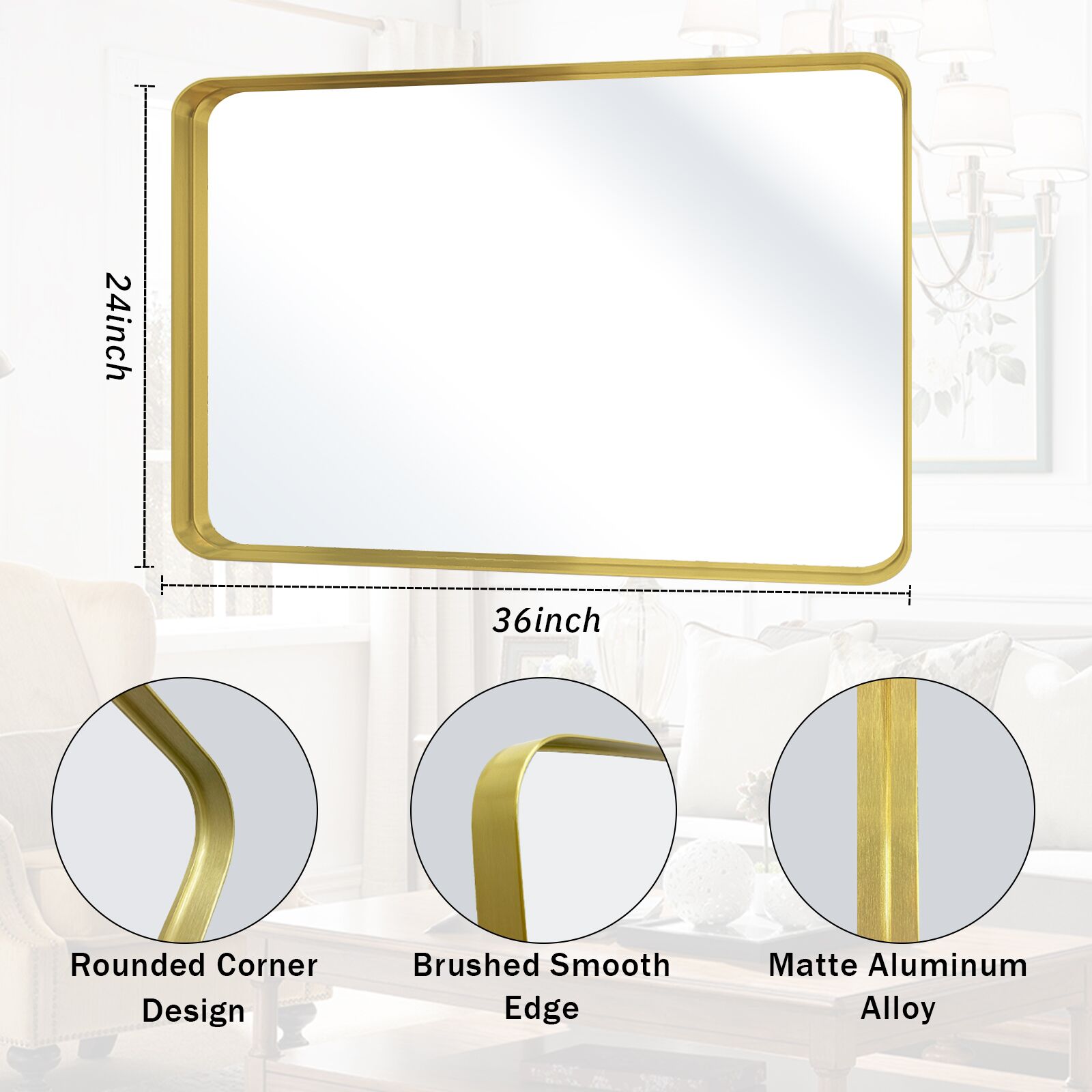 BEAUTYPEAK LS-YSJ-REAJ2436-G Decor-Mirrors - View #3