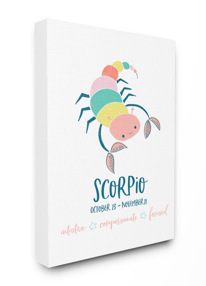 Stupell Industries BRP-2284-CN-24X30 Fun Modern Zodiac Scorpio Scorpion Heather Rosas 30-in H x 24-in W Print on Canvas