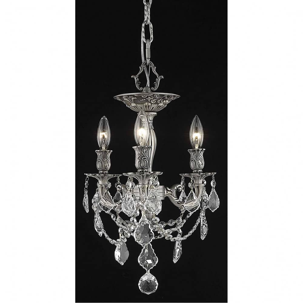 Elegant Lighting A-EL-9203F13PW-GT/RC Rosalia 3-Light Pewter And Golden Teak Flush Mount Light