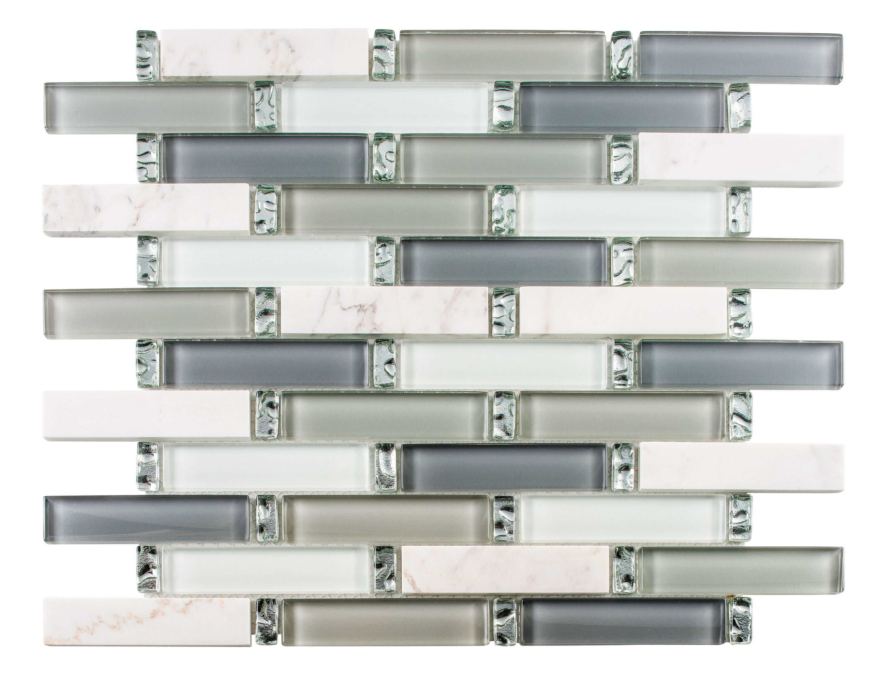Andova Tiles ANDSAG545 SAGA Folklore 12-in x 13-in Matte Glass/Stone Brick Look Mosaic Floor and Wall Tile (1.08-sq. ft/ Piece)