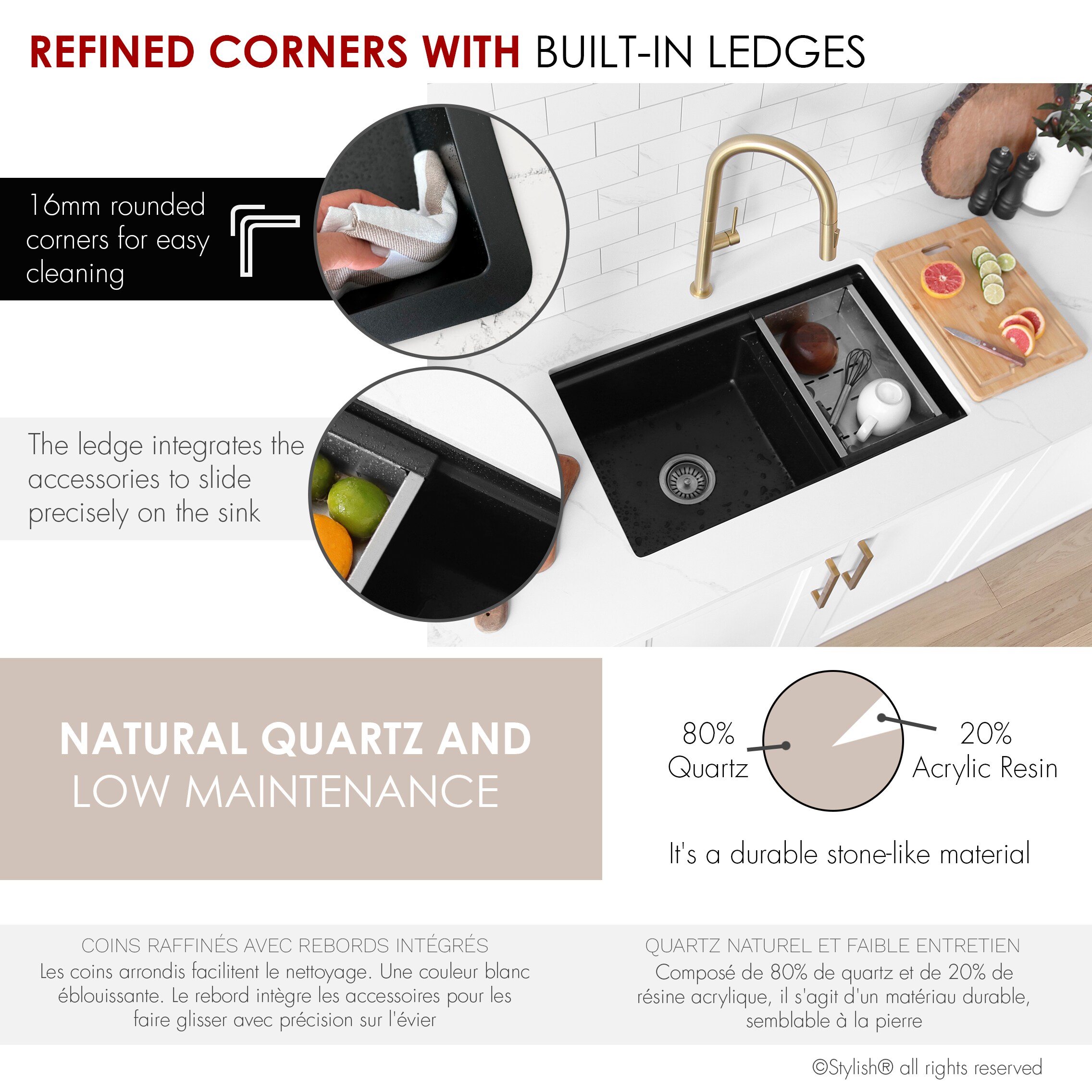 Stylish S-831WN Kitchen-Sinks - View #3
