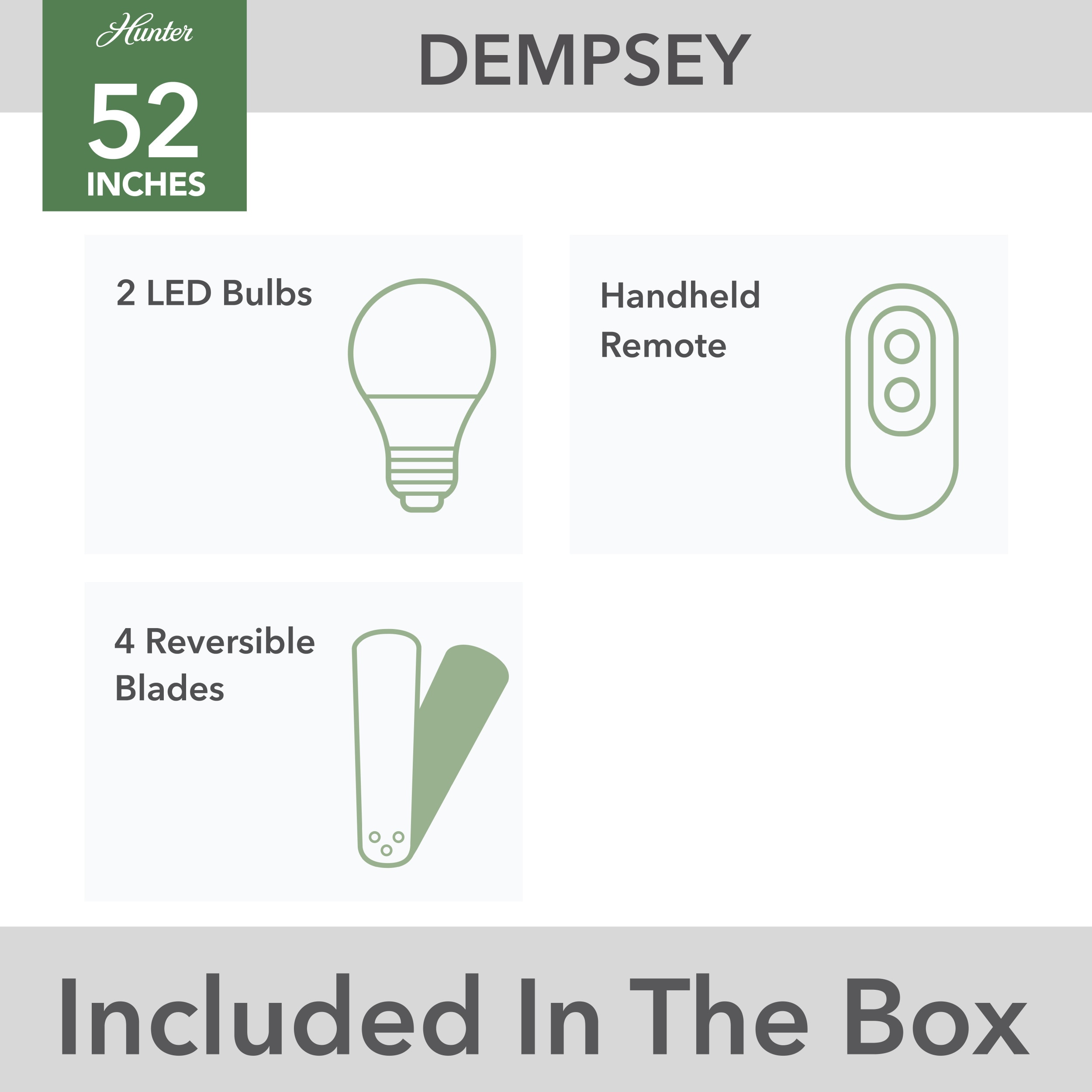 Dempsey 52" Brushed Nickel Low Profile Ceiling Fan with LED Light and Remote