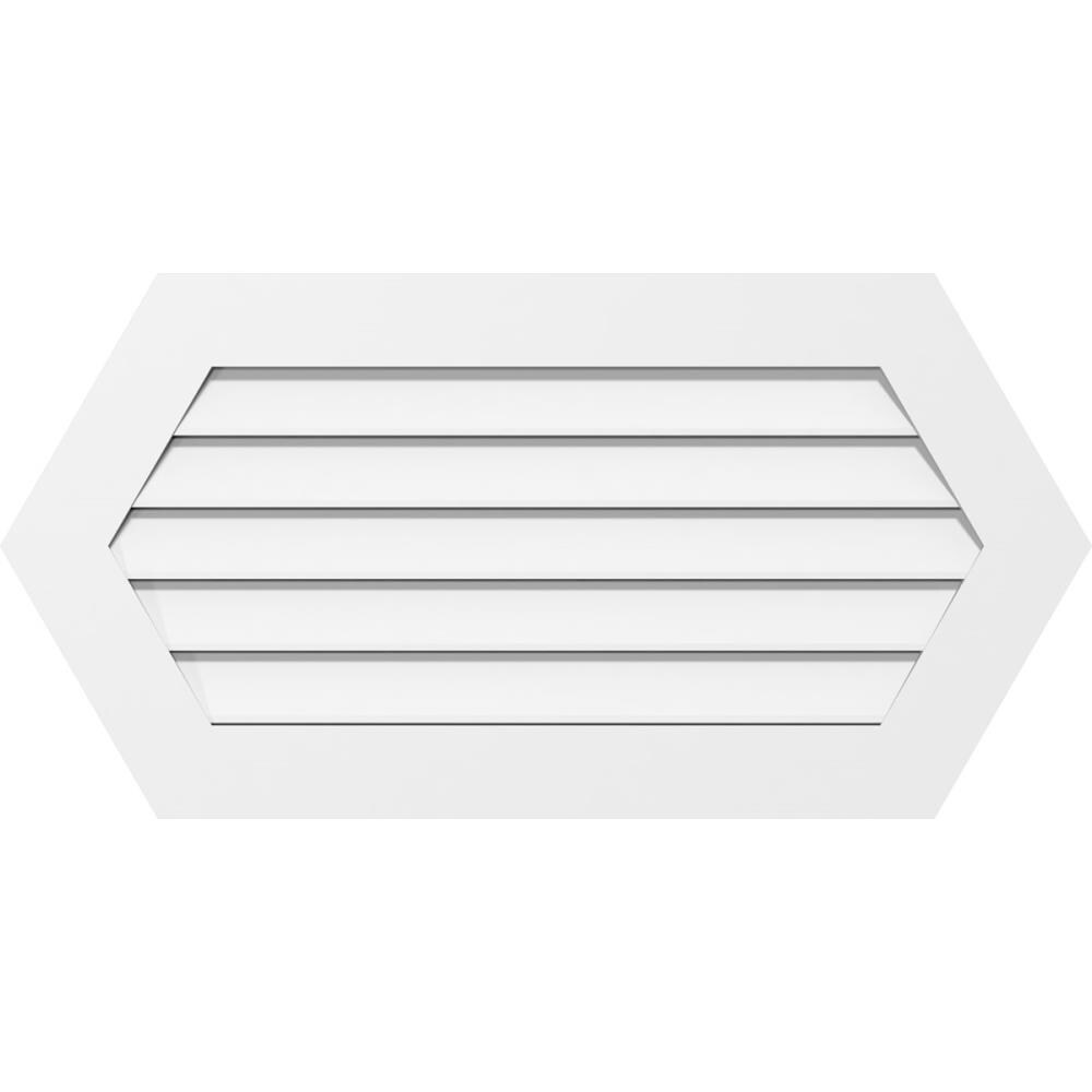 Ekena Millwork GVPHP24X3001SF 24-Inches x 30-Inches Off-white Peaked PVC Gable Louver Vent