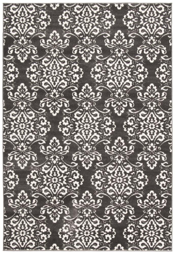 Transitional 4x6 Area Rug (4' x 5'3'') Damask Yellow, Gray Indoor Rectangle  Easy to Clean 