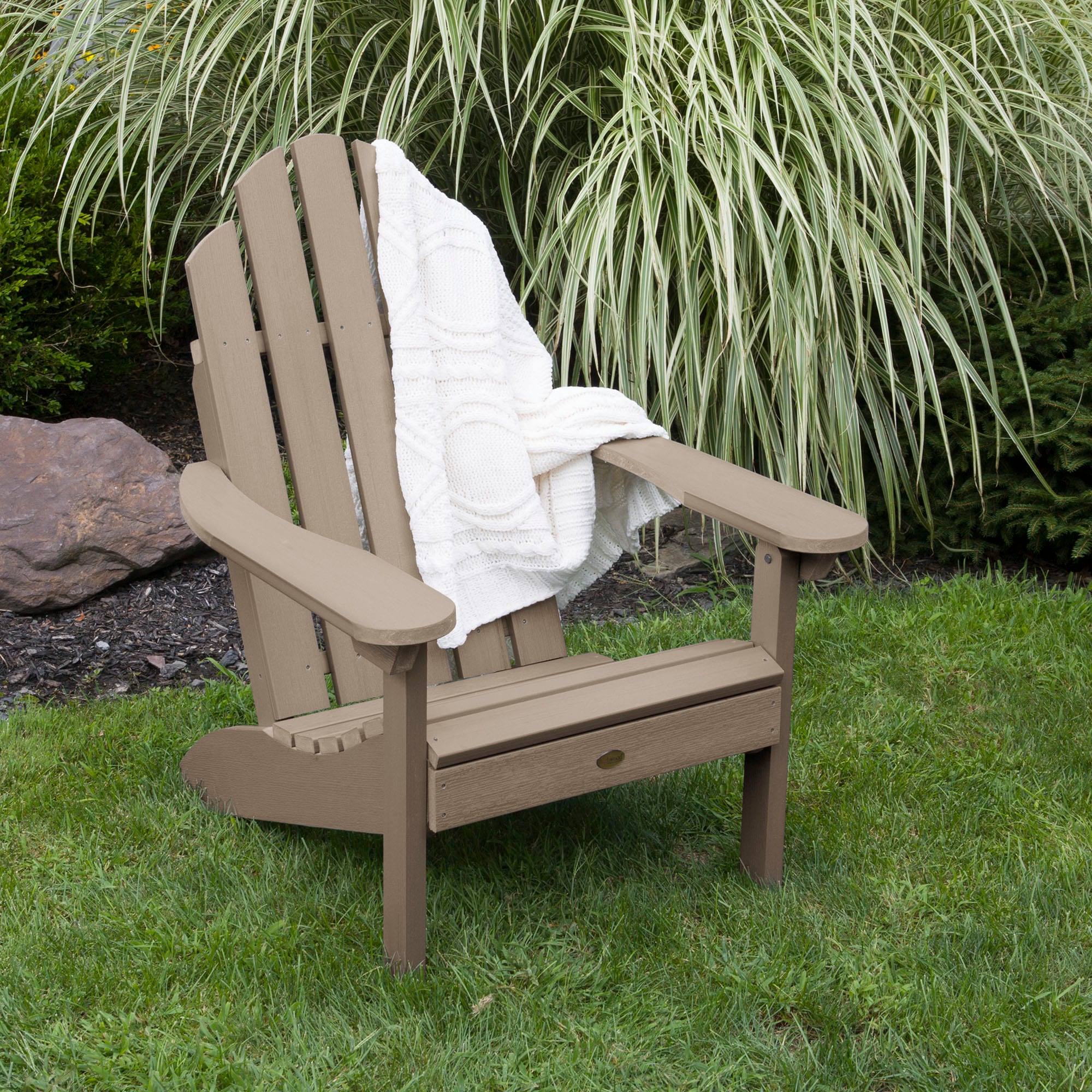 highwood AD-CLAS1-WBR Classic Westport Woodland Brown Poly-lumber Frame Stationary Adirondack Chair with Slat Seat