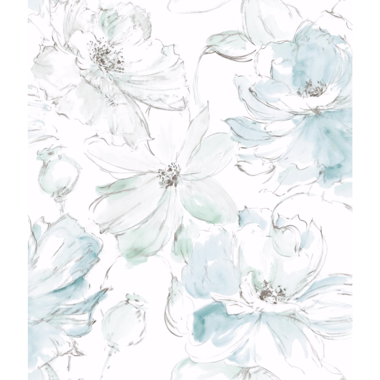 Full Bloom Off-White Floral Paper Strippable Roll (Covers 56.4 sq. ft.)