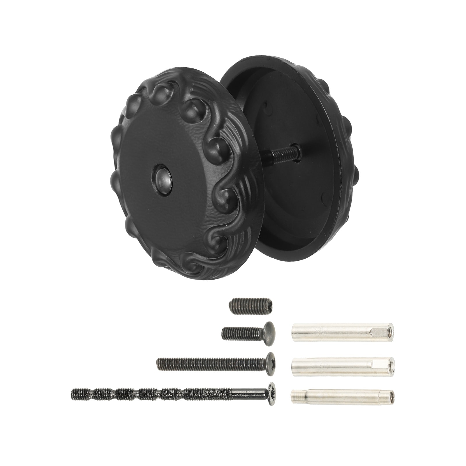 PATIKIL Door Hole Cover Plate 2-1/4inch Zinc Alloy Vintage Round Deadbolt Knob Hole Repair Cover Fits Doors 1-3/16inch to 4-3/4inch Thick for Hole Filling Decoration Black
