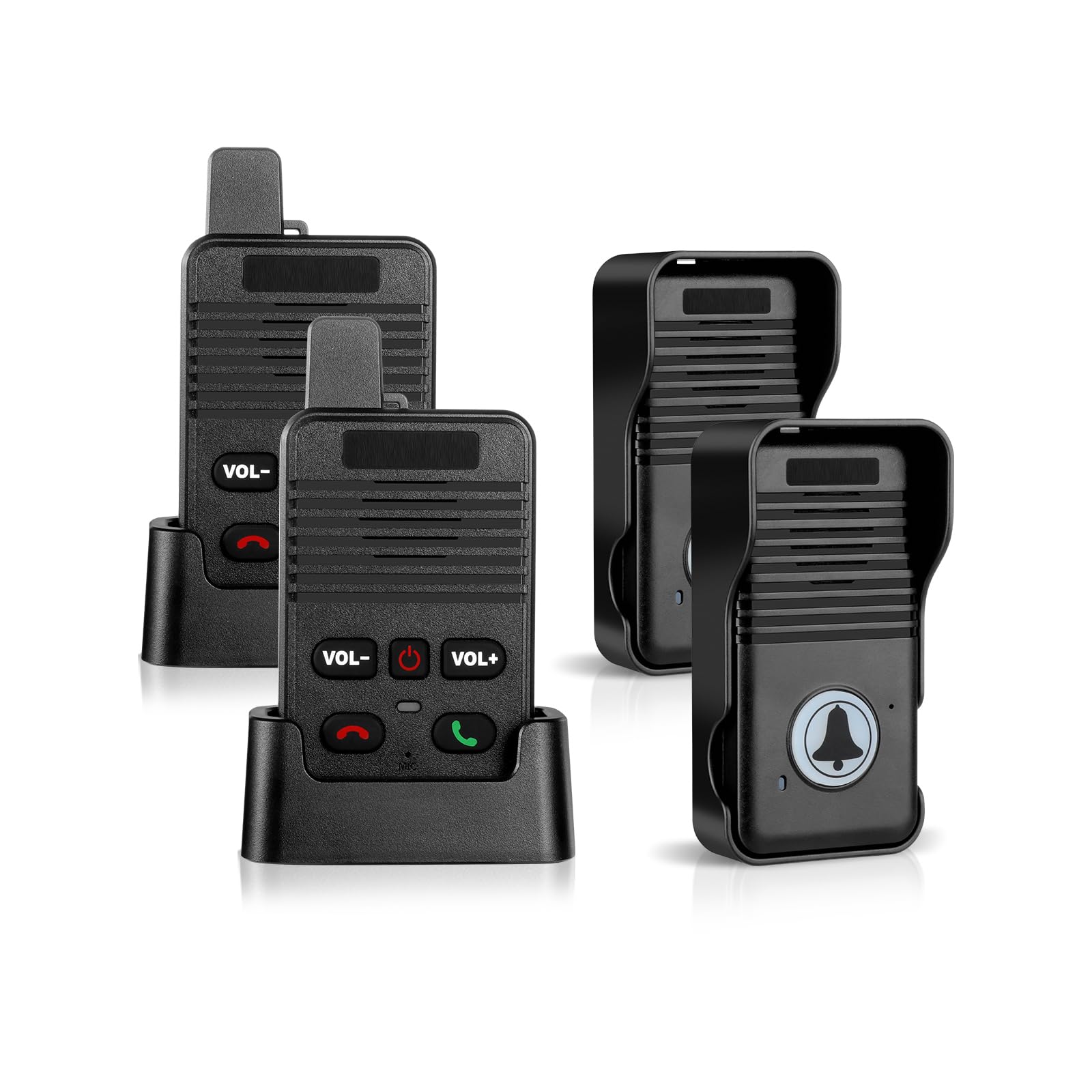 Adrinfly Wireless Doorbell Kit with Hands Free Intercom Two Way Communication 1000ft Range 8 Volume Levels 4 Chimes 2 Pack Black #LAD0819D019