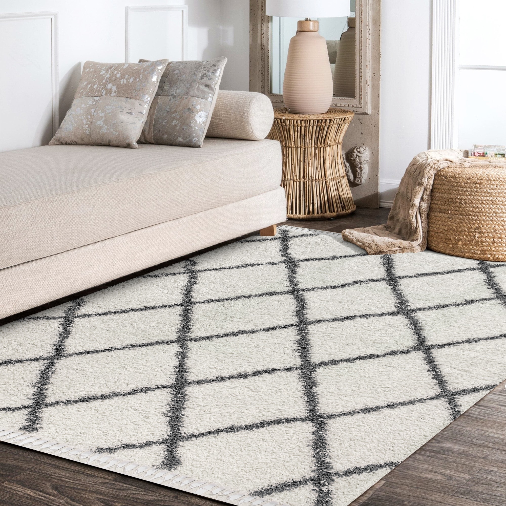 Dark Grey And Rust Color Rug, 108x144 Inch Modern Carpet - campestre.al ...