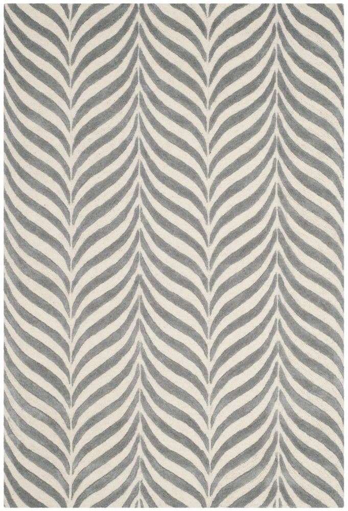 Safavieh BEL135B-4 Bella Sireli 4 x 6 (ft) Tufted Wool Ivory/Gray Rectangular Indoor Abstract Area rug