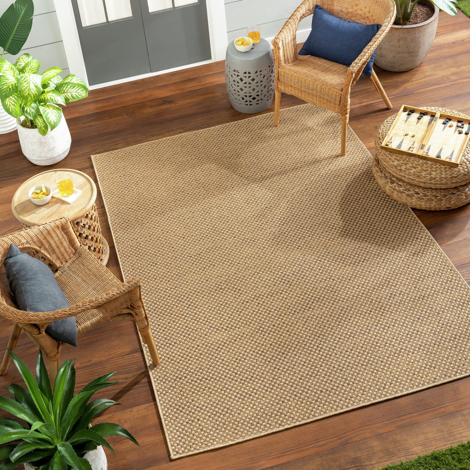 Livabliss PMB2308-71010 Pismo Beach 8 x 10 (ft) Polypropylene Camel Rectangular Outdoor Geometric Mid-Century Modern Area rug