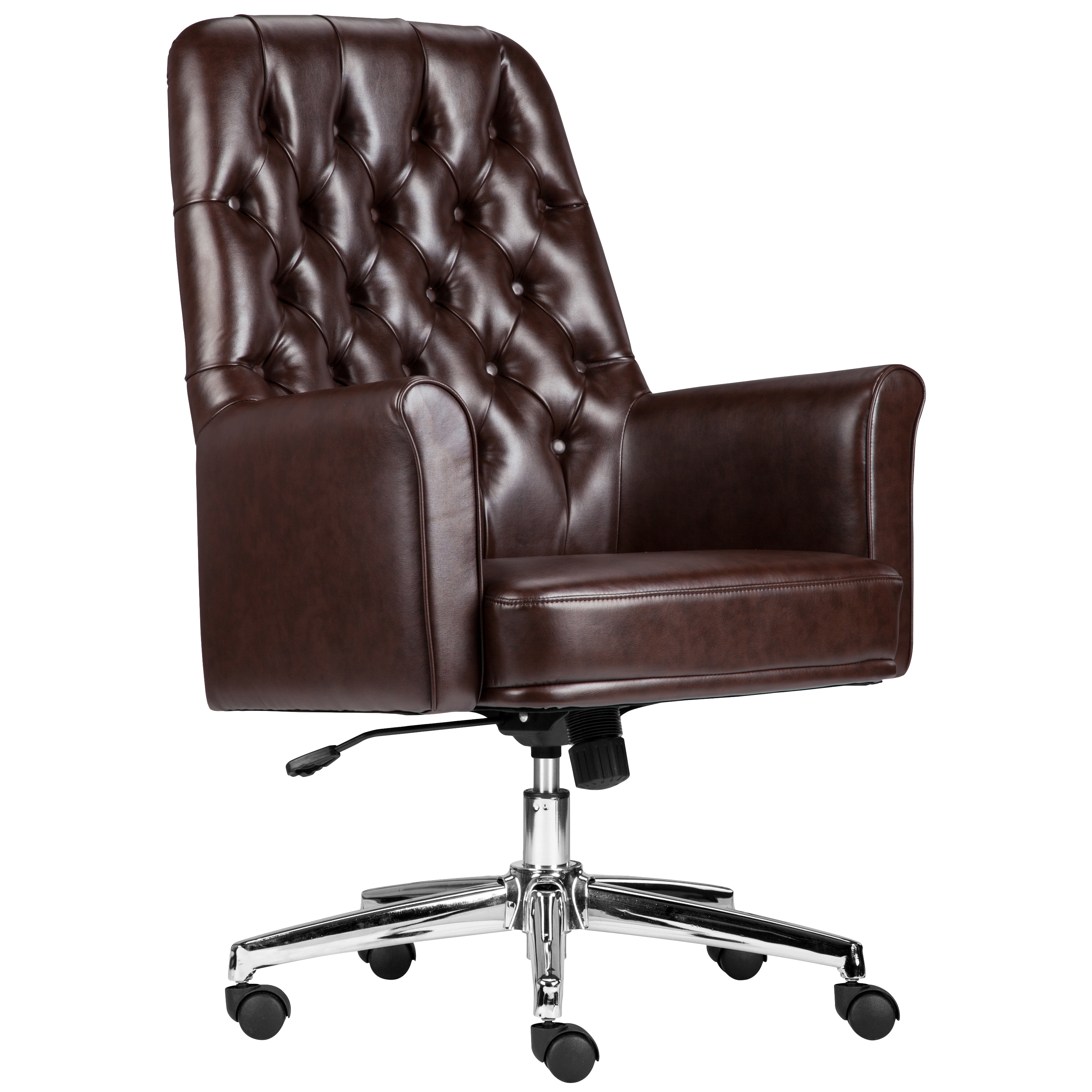 Flash Furniture 889142077756 Hansel Brown Traditional Adjustable Height Swivel Faux Leather Executive Chair