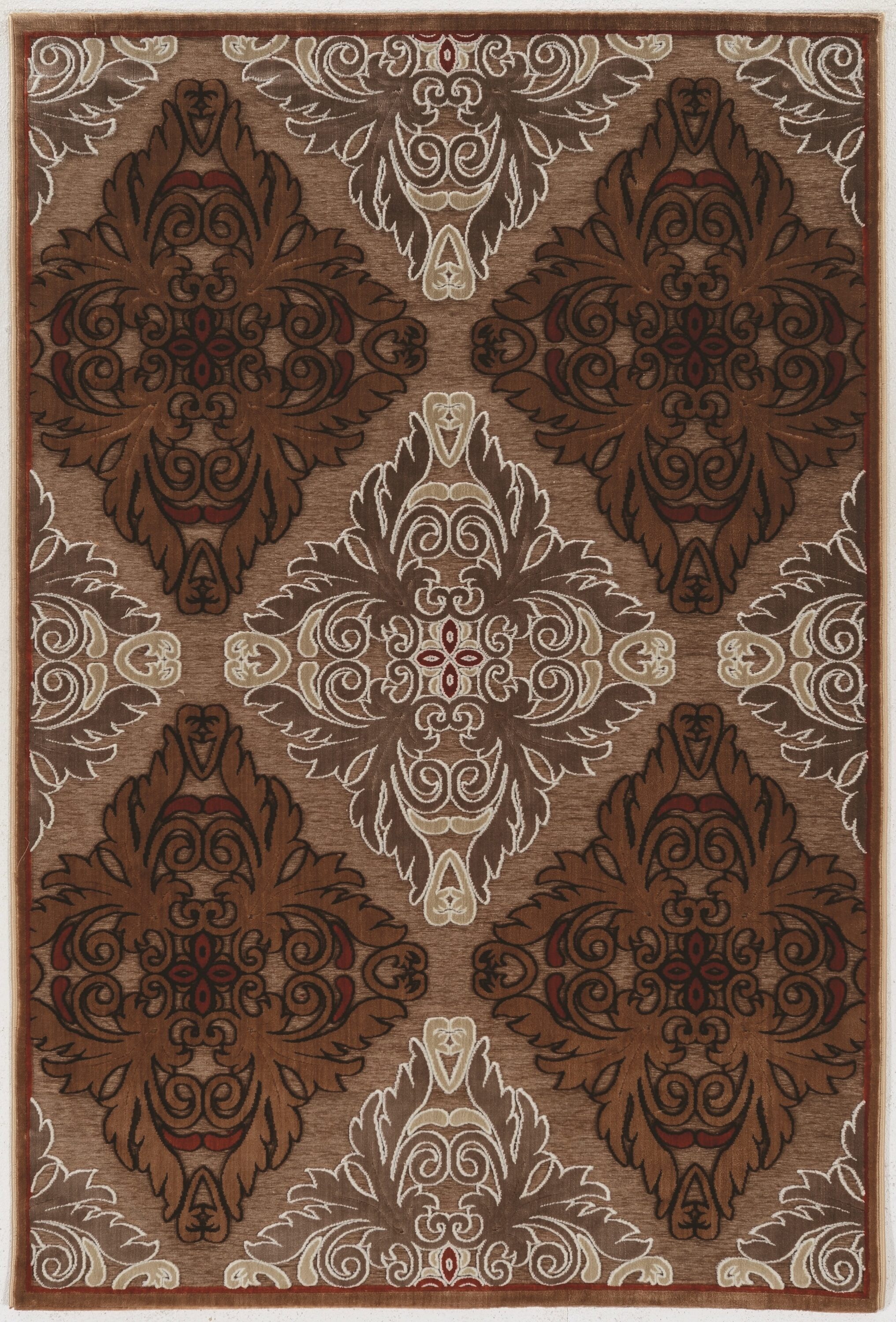 Linon RUGHL0381 Hi Lo 8 X 10 (ft) Medallion Brown Indoor Medallion Area Rug